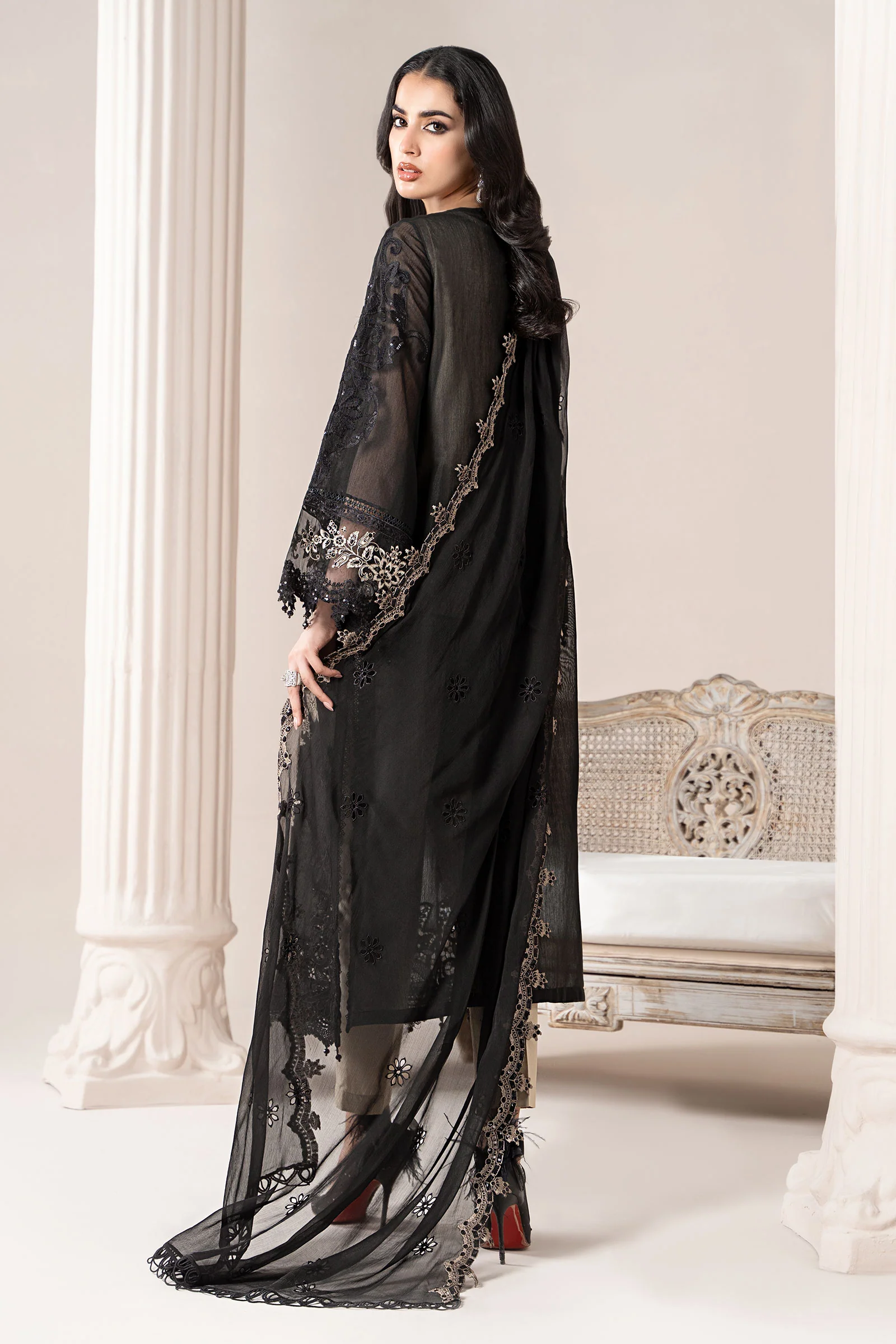 3 Piece Embroidered Paper Cotton Suit | ELS-25-03 - Image 6