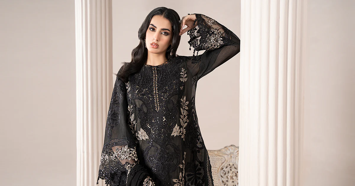 3 Piece Embroidered Paper Cotton Suit | ELS-25-03 - Image 7