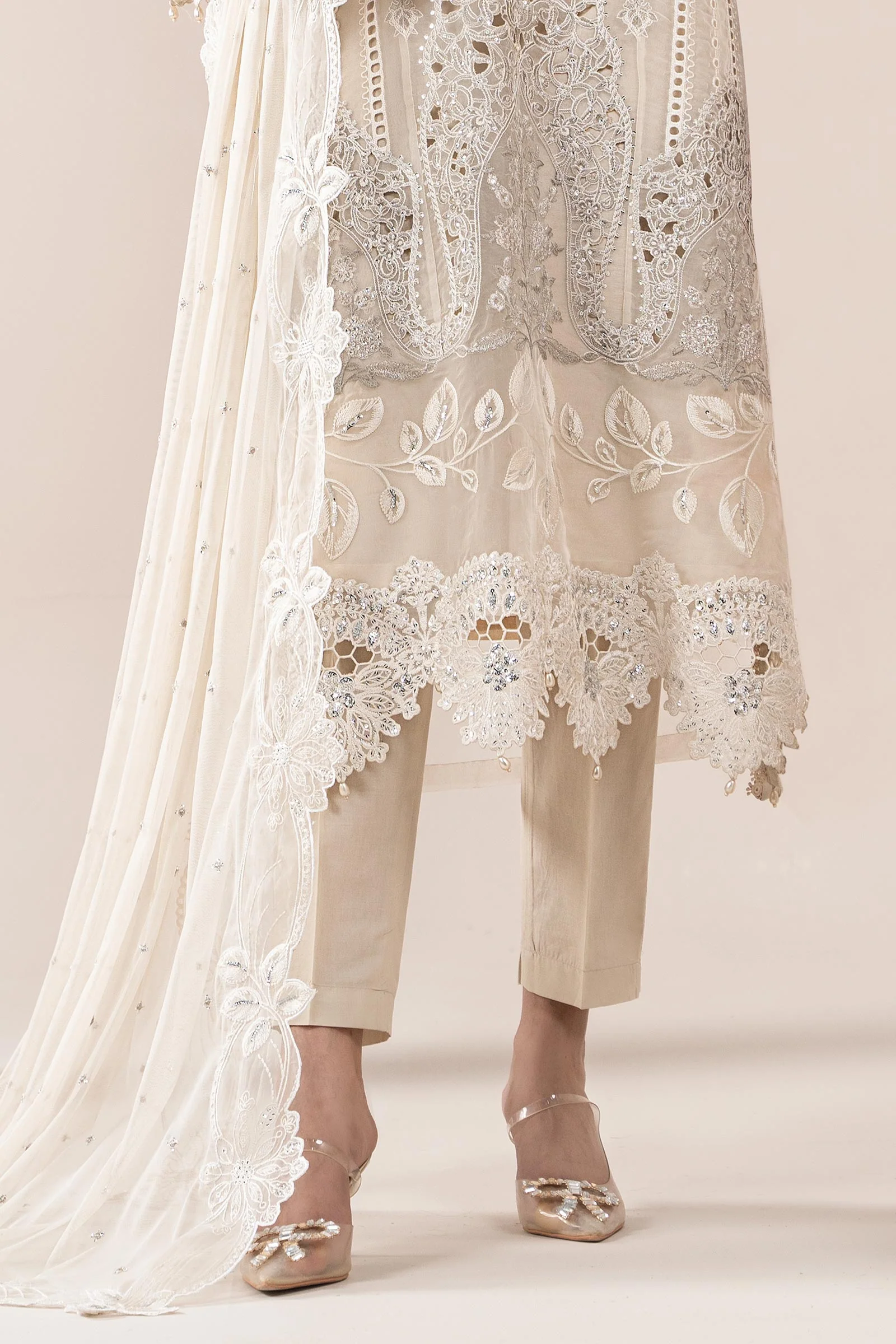 3 Piece Embroidered Organza Suit | ELS-25-09 - Image 5