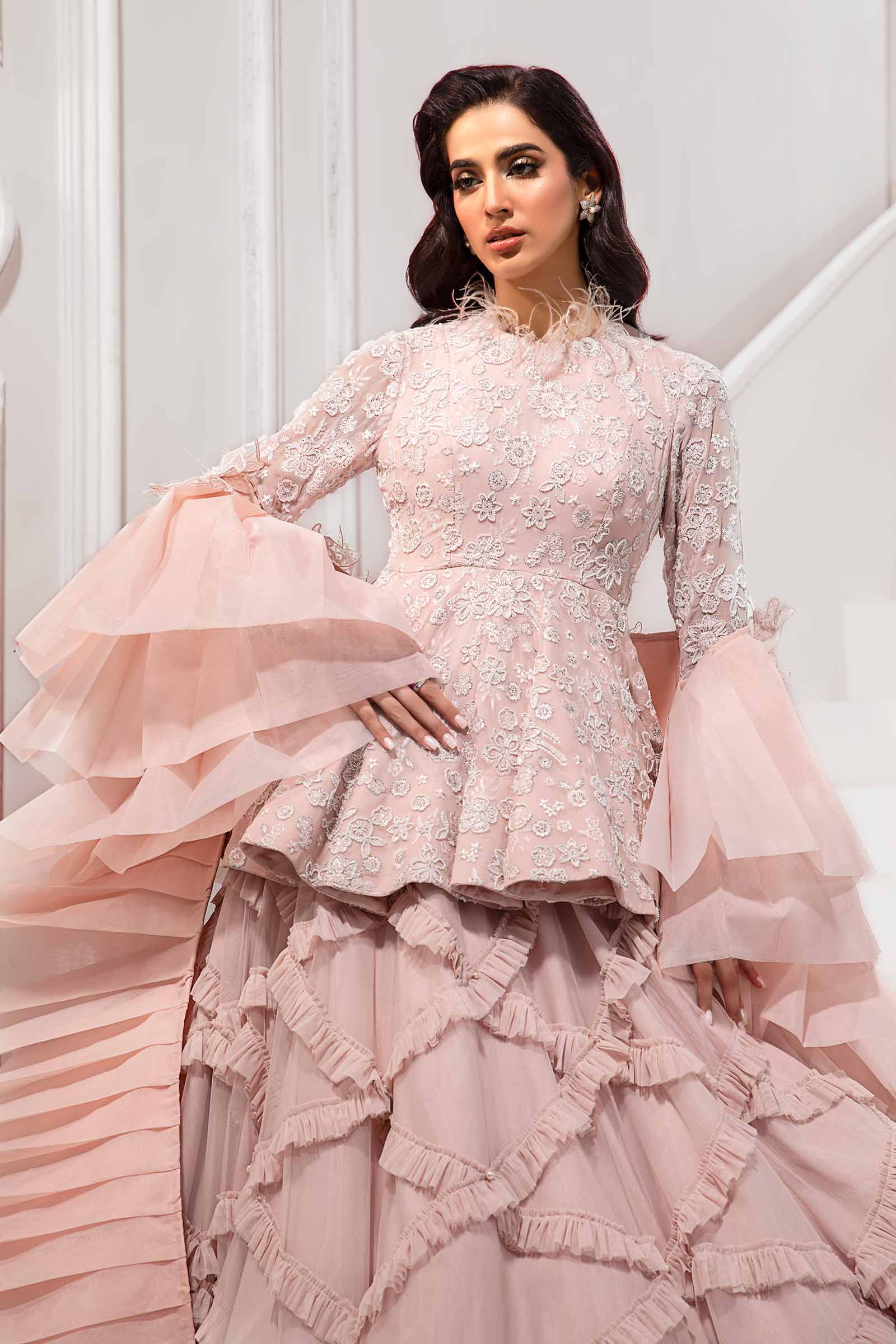 Embroidered Chiffon Sleeves Fabric | LF-721 - Image 3