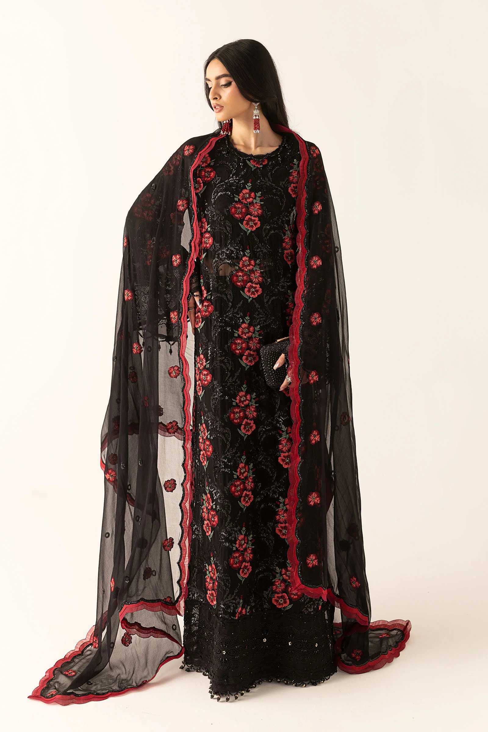 Embroidered Chiffon Fabric (3Pcs)