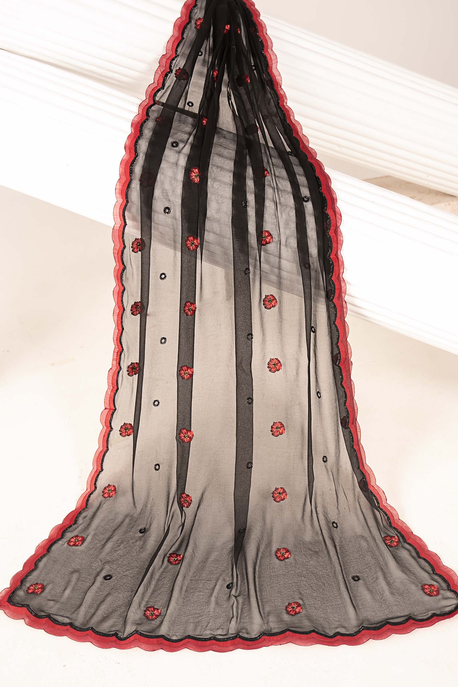 Embroidered Chiffon Fabric (3Pcs) - Image 9