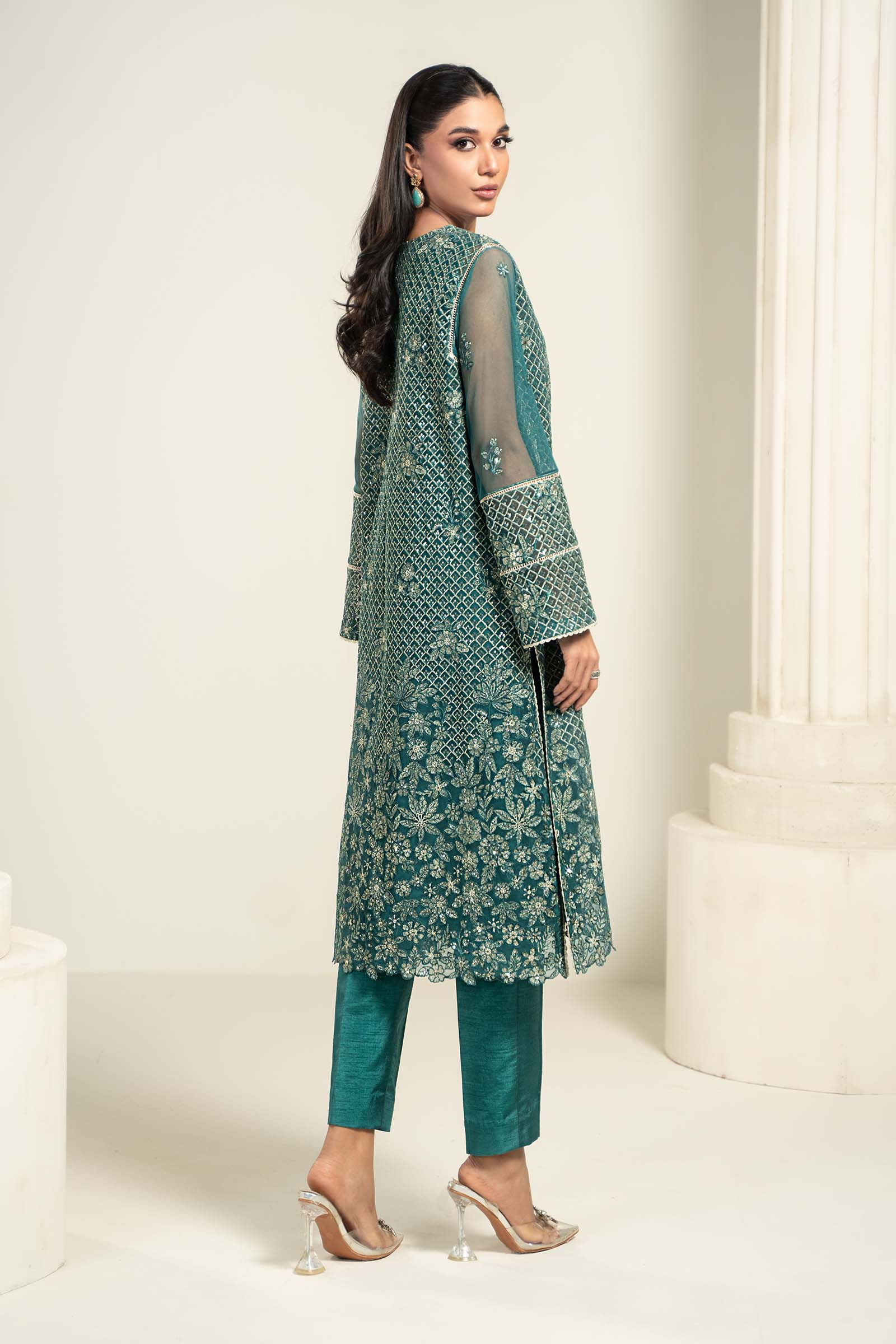 Embroidered Poly Net Fabric (2Pcs) | LF-707 - Image 3