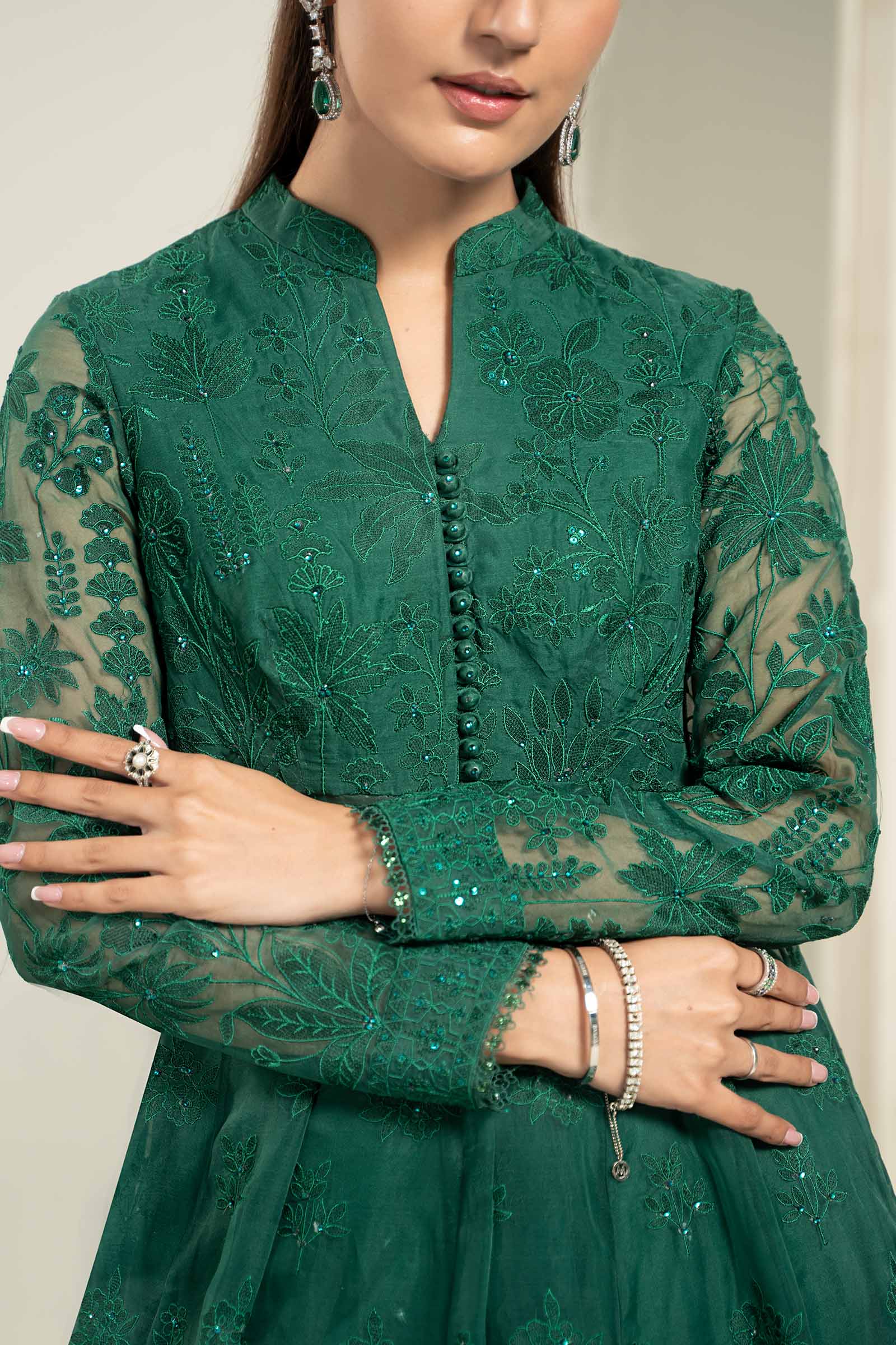 Embroidered Organza Fabric (1Pc) | LF-709 - Image 3