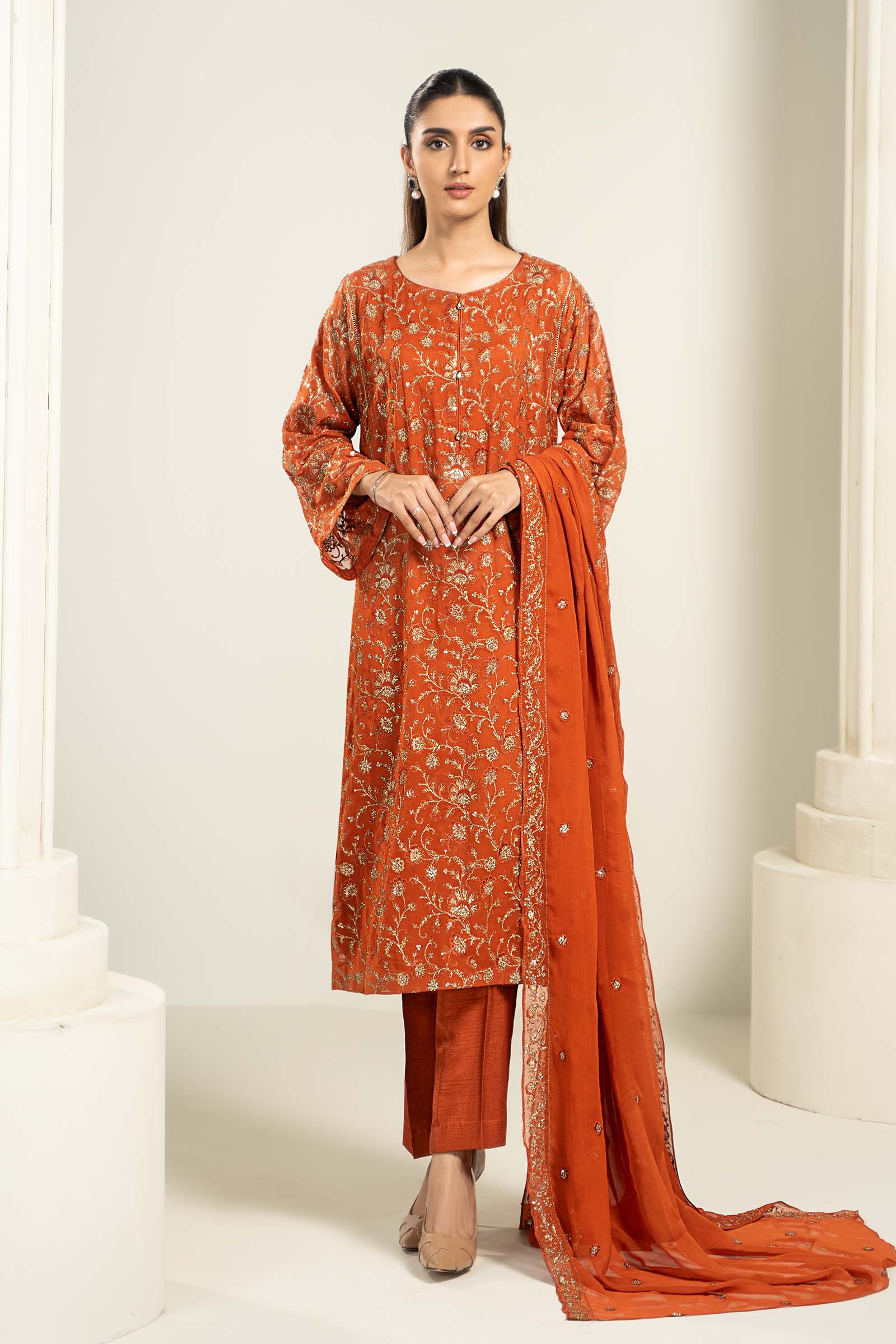 Embroidered Chiffon Fabric (2Pcs) | LF-717