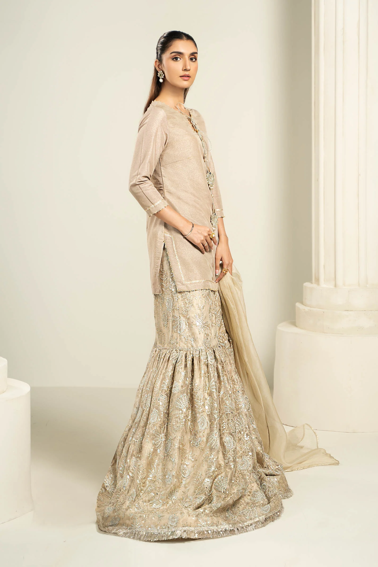 Embroidered Zari Net Fabric (2Pcs) | LF-726 - Image 3
