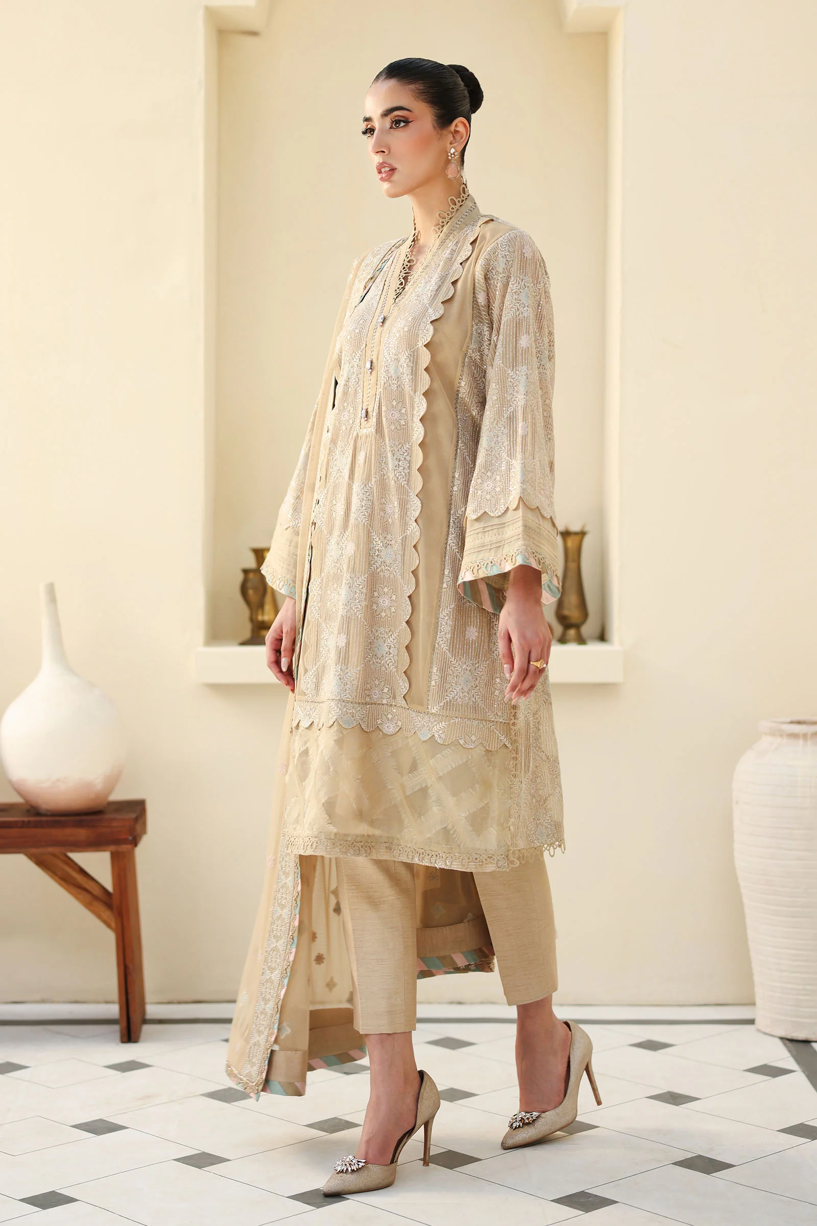 Embroidered Net Fabric (2Pcs) | LF-801 - Image 3