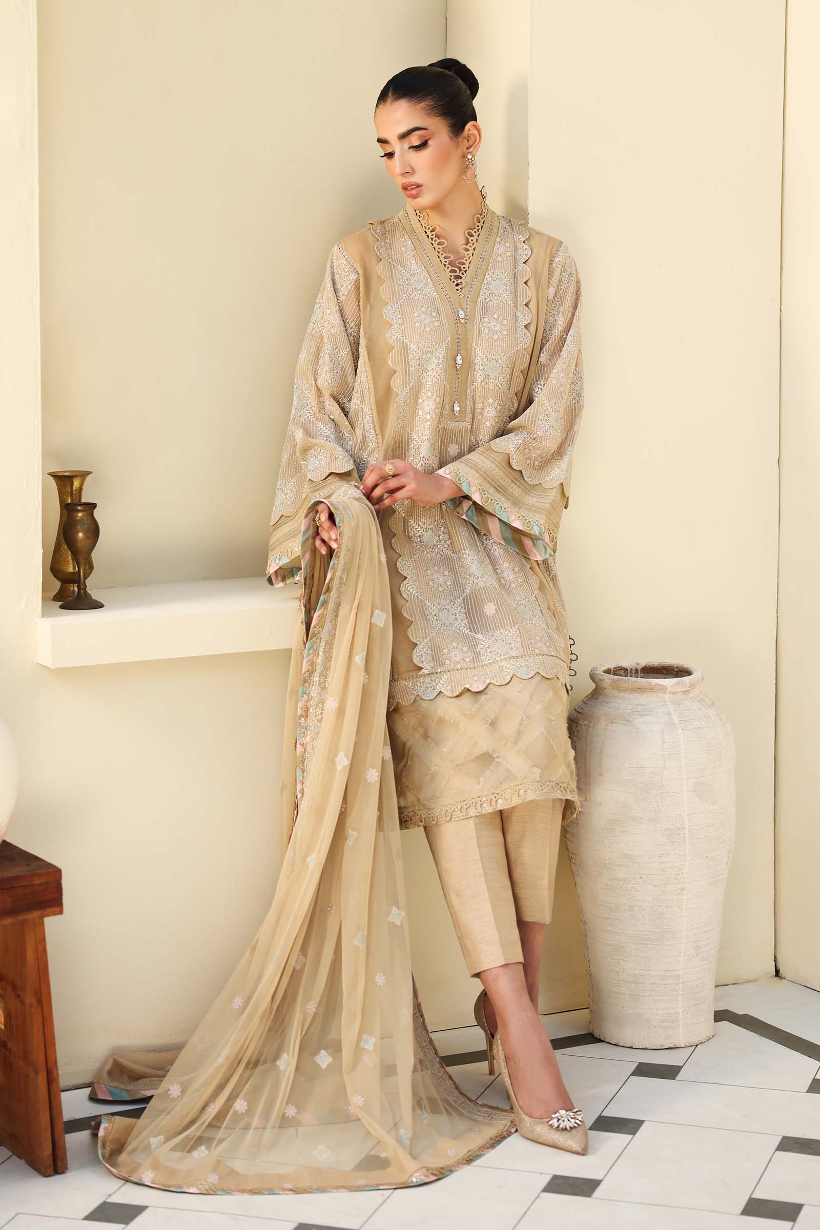 Embroidered Net Fabric (2Pcs) | LF-801 - Image 4