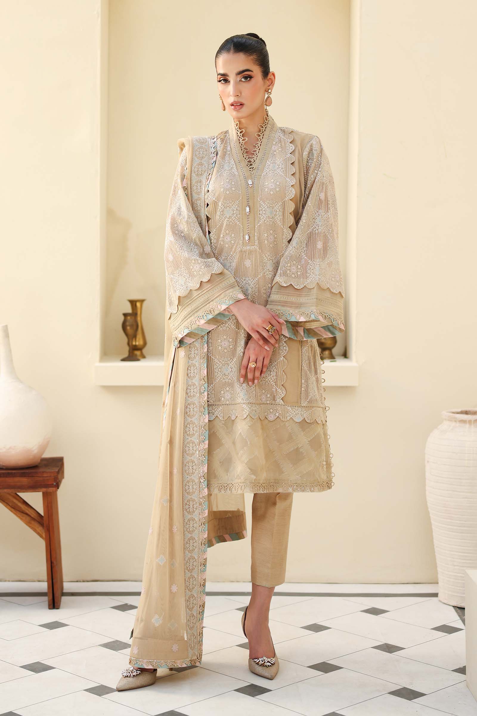 Embroidered Net Fabric (2Pcs) | LF-801 - Image 5