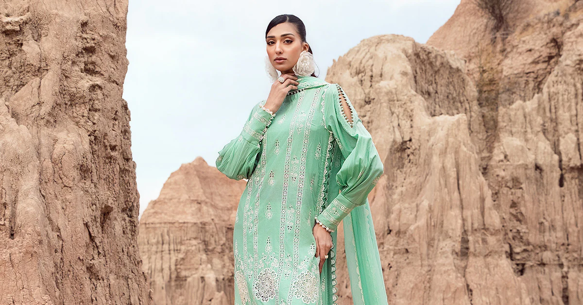 Embroidered Lawn Fabric (3Pcs) | LF-808 - Image 5