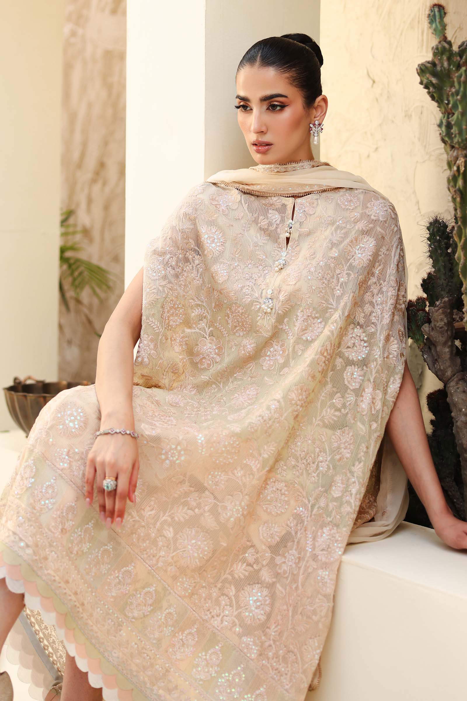 Embroidered Chiffon Fabric (2Pcs) | LF-817 - Image 5