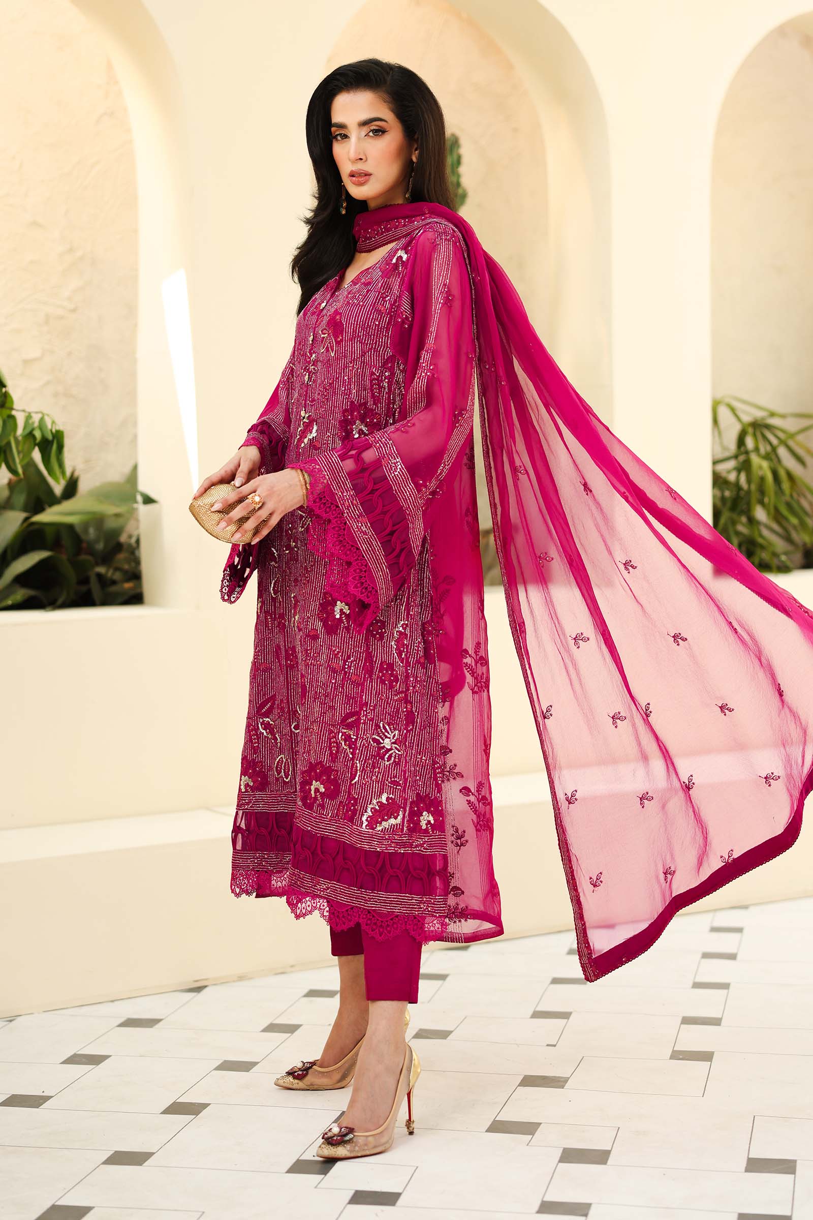 Embroidered Chiffon Fabric (3Pcs) | LF-821 - Image 9