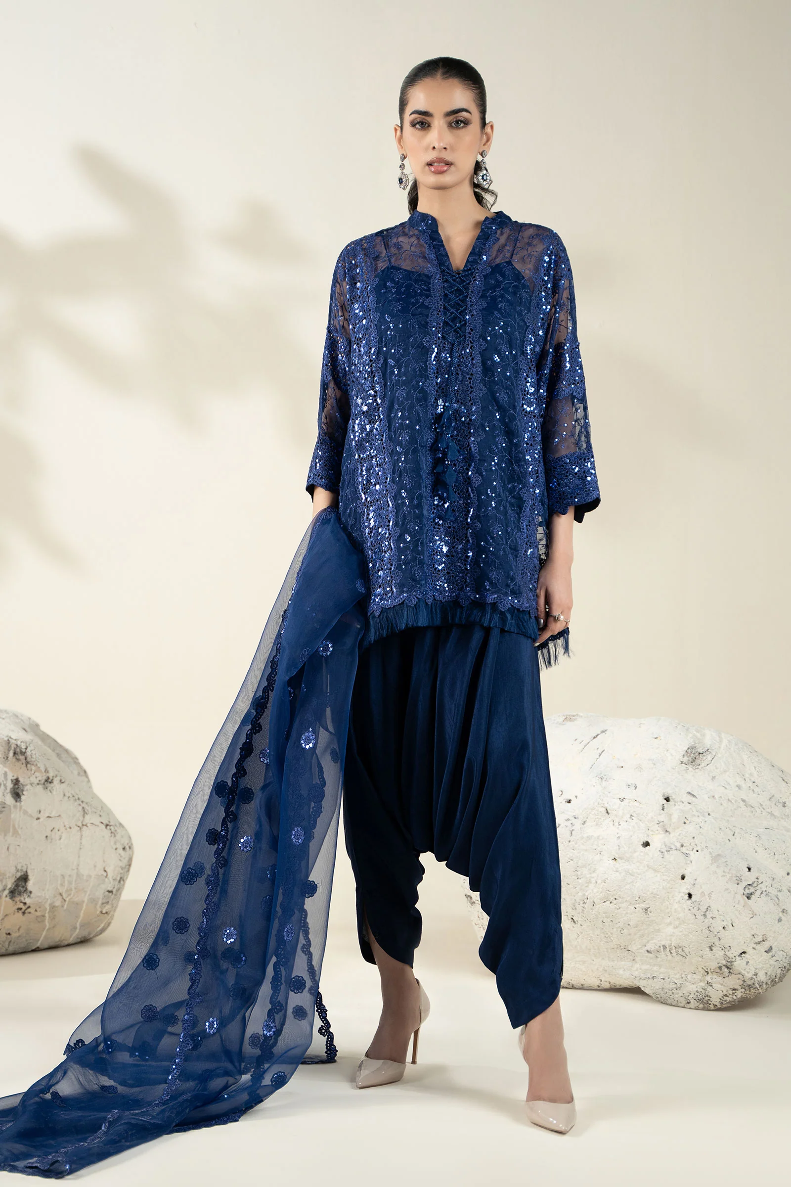 Embroidered Organza Fabric (2Pcs) | LF-908 - Image 6