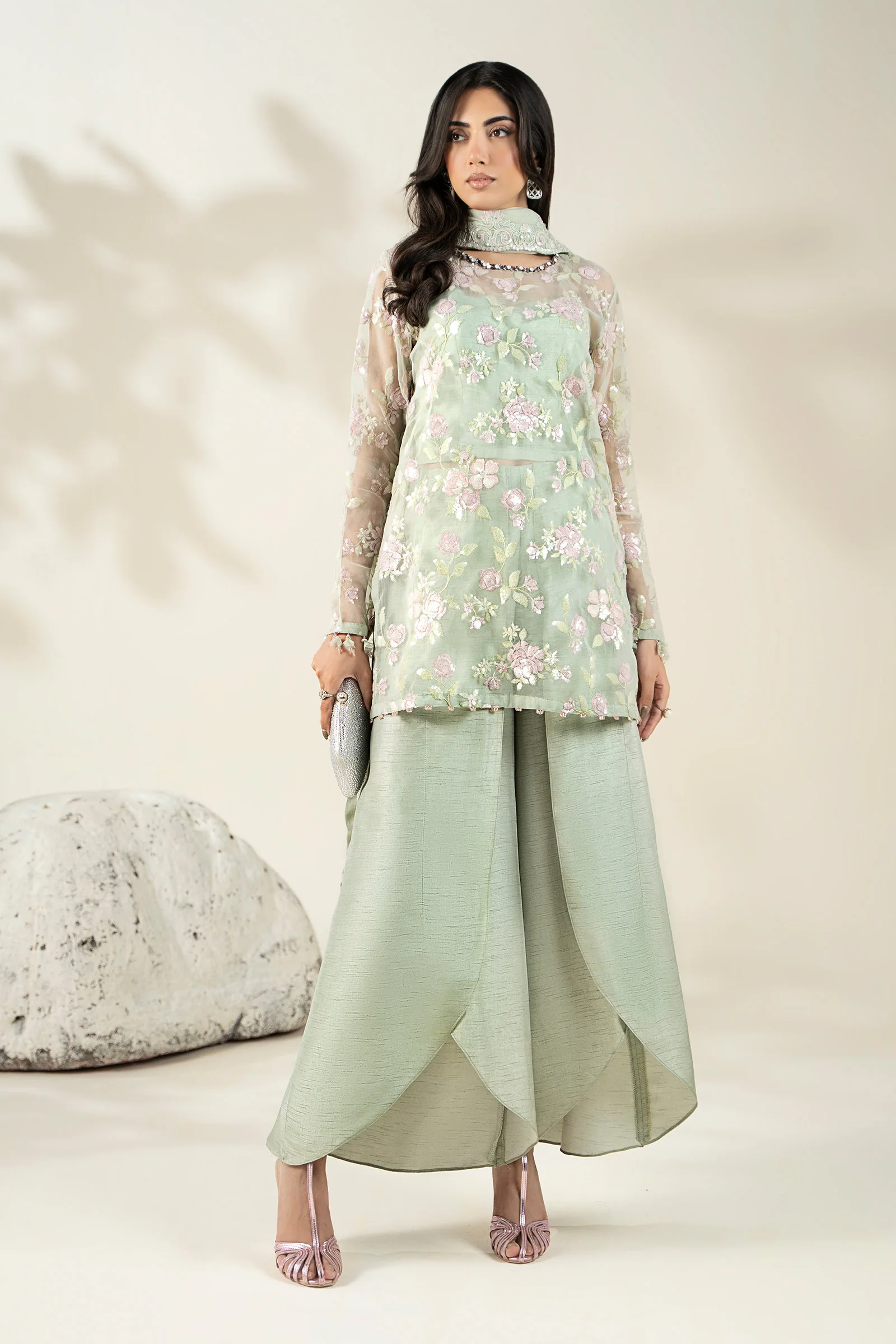 Embroidered Organza Fabric (2Pcs) | LF-911 - Image 6