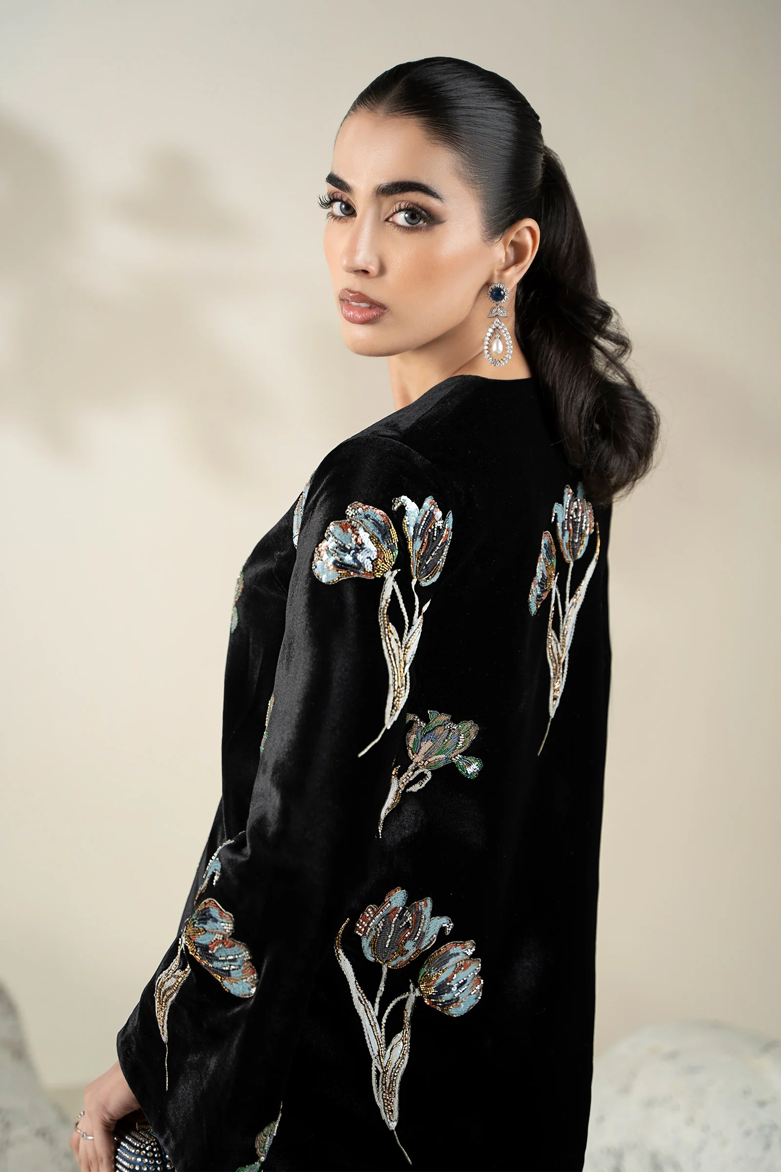 Embellished Velvet Fabric (1Pc) | LF-CH25-07 - Image 11