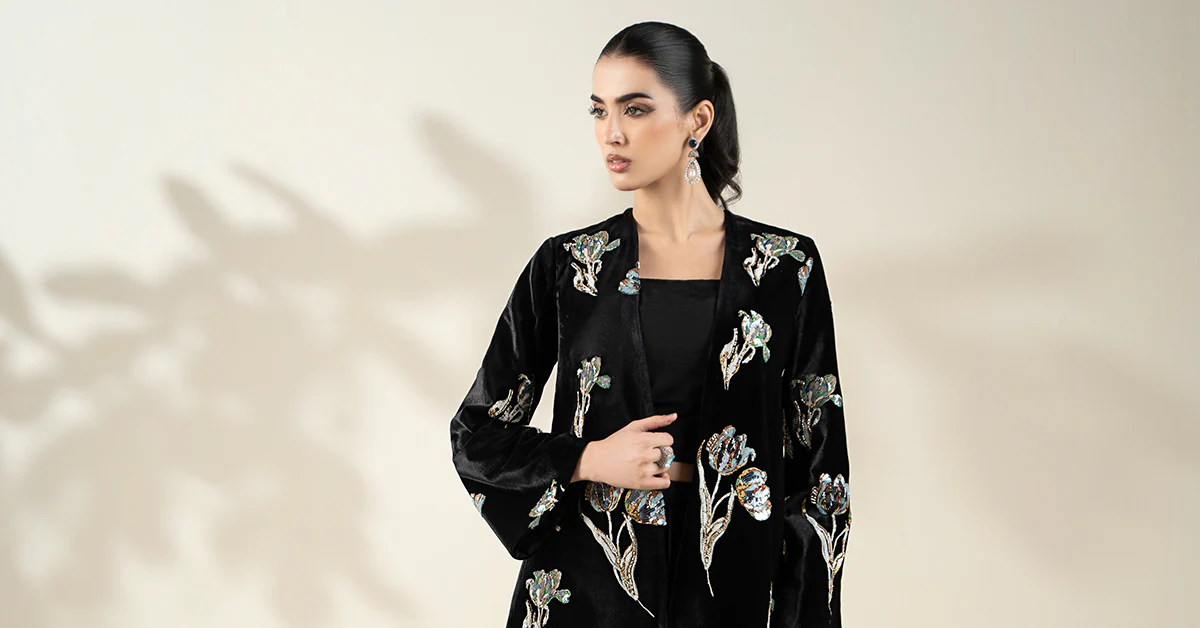Embellished Velvet Fabric (1Pc) | LF-CH25-07 - Image 15