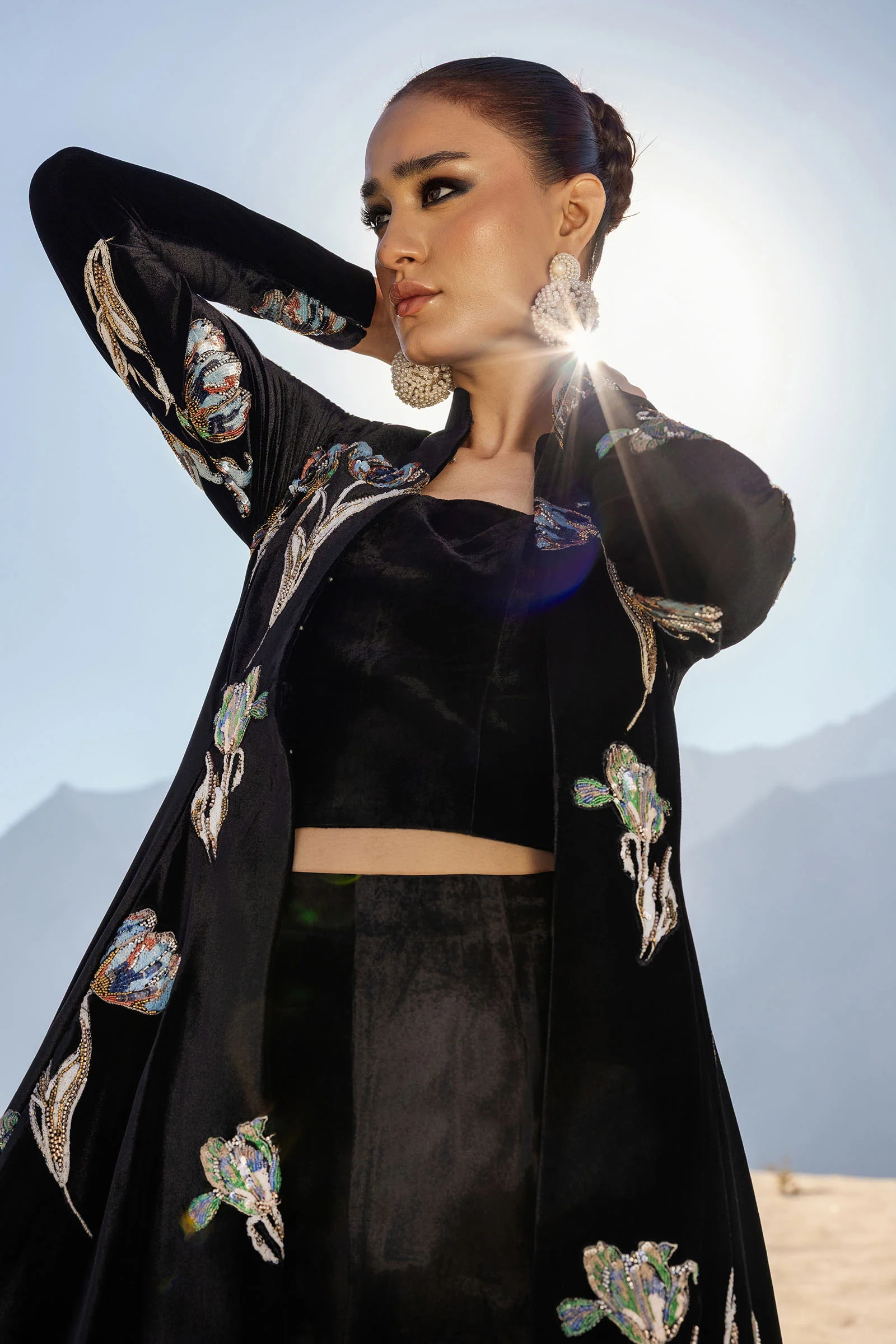 Embellished Velvet Fabric (1Pc) | LF-CH25-07 - Image 2
