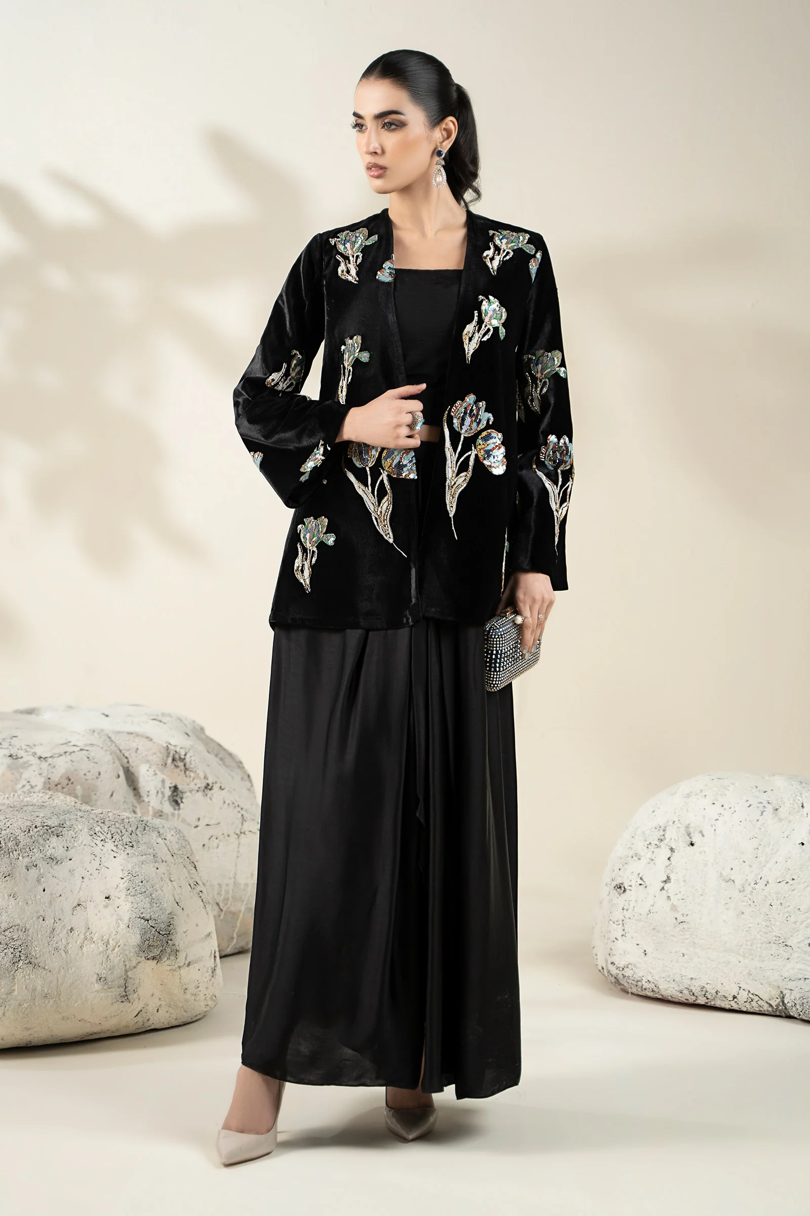 Embellished Velvet Fabric (1Pc) | LF-CH25-07 - Image 8