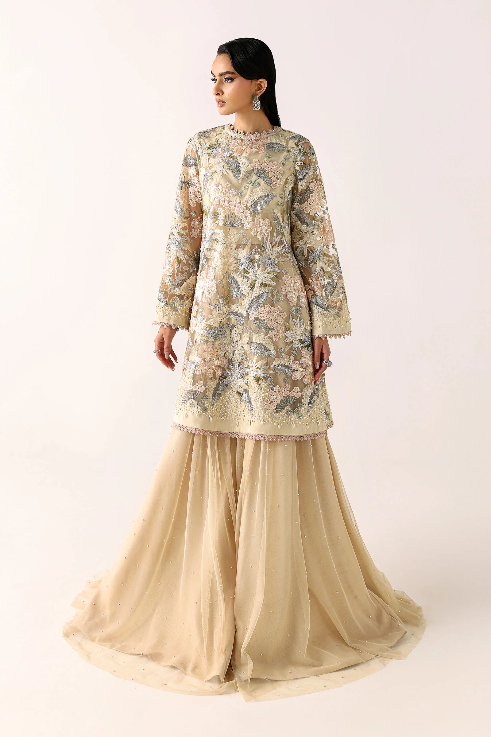 Embroidered Net Fabric (1Pc)
