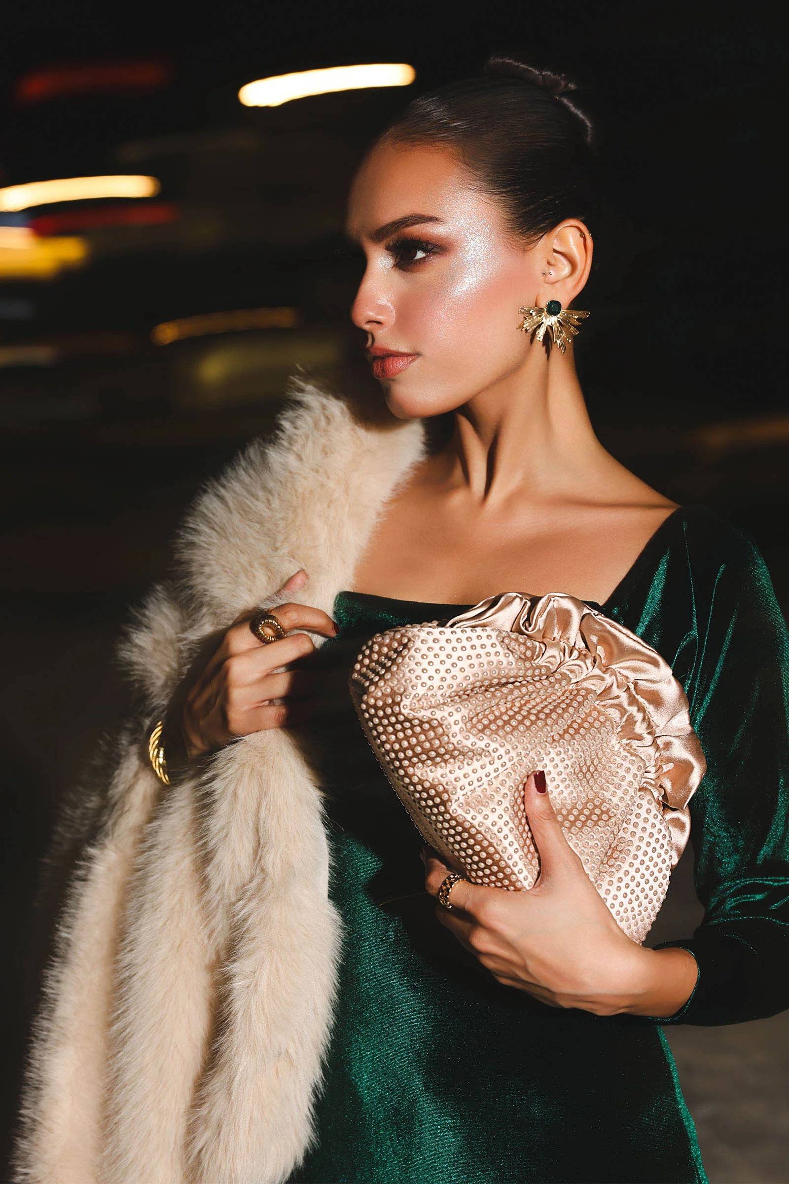 Ruched Pearl Clutch - Image 2