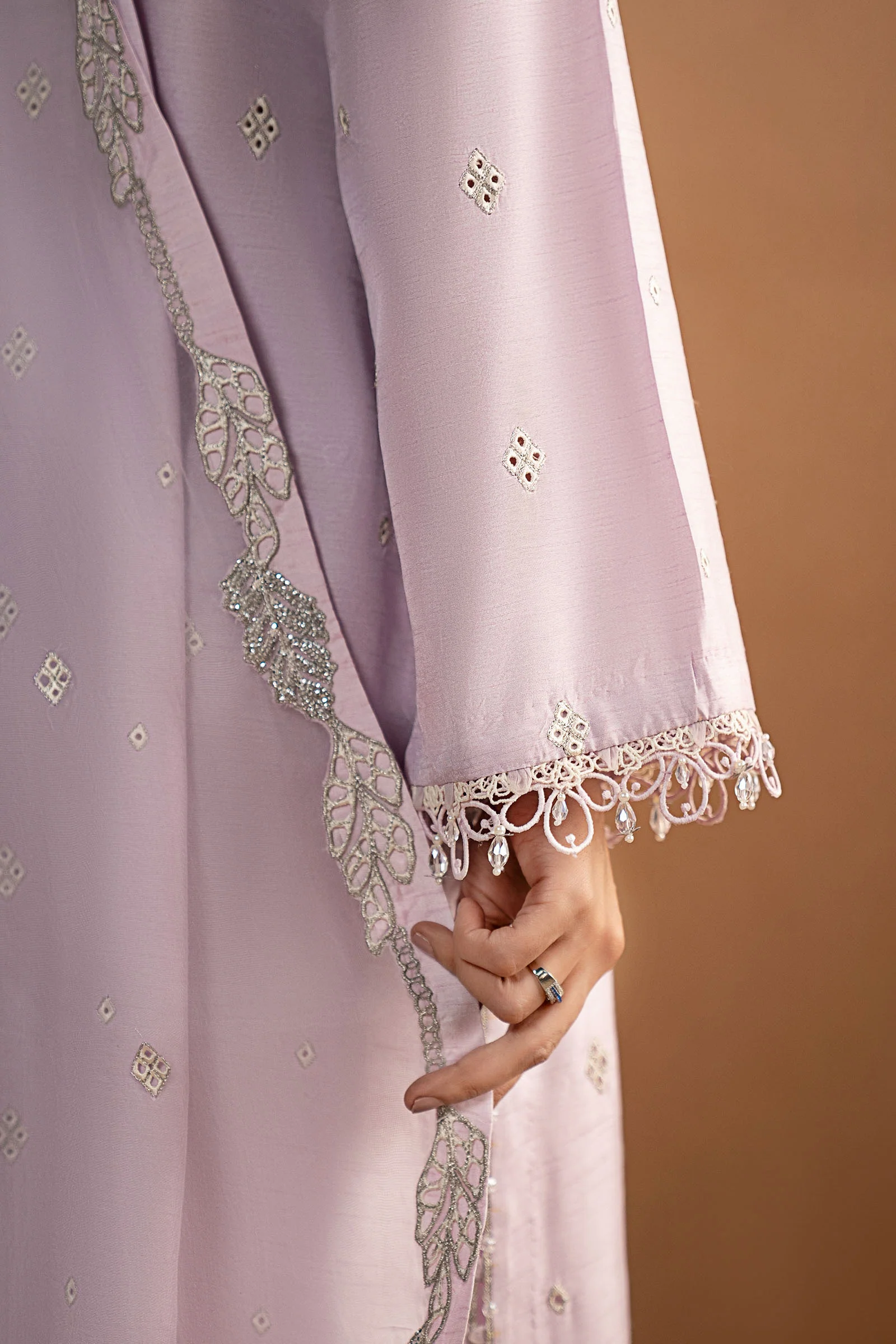 3 Piece Embroidered Raw Silk Suit - Image 4