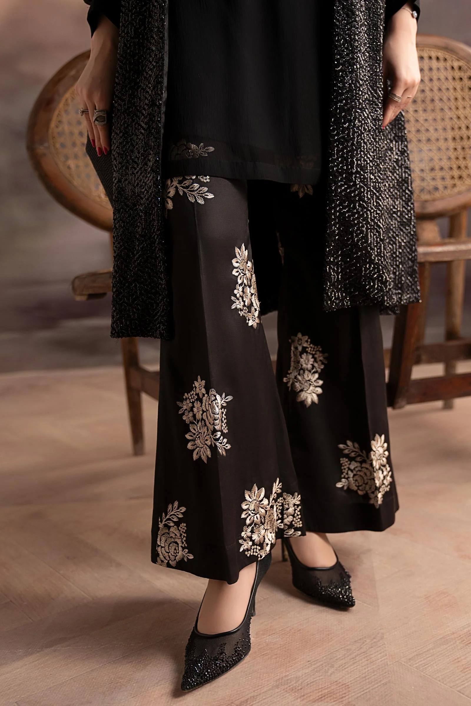 3 Piece Embroidered Raw Silk Suit - Image 5