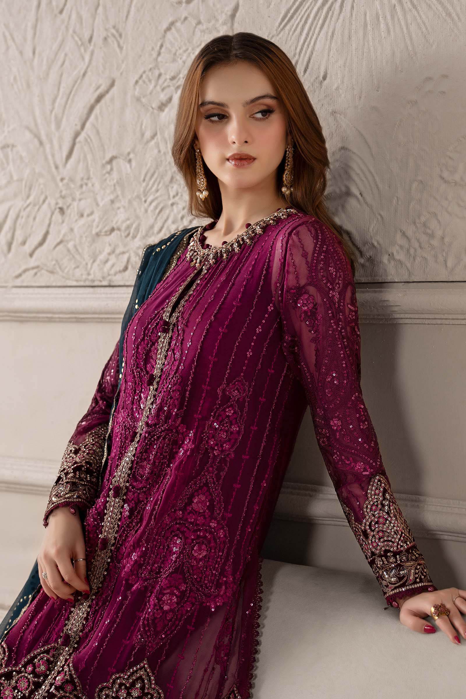 3 Piece Embroidered Chiffon Suit | MCS-25-102 - Image 2