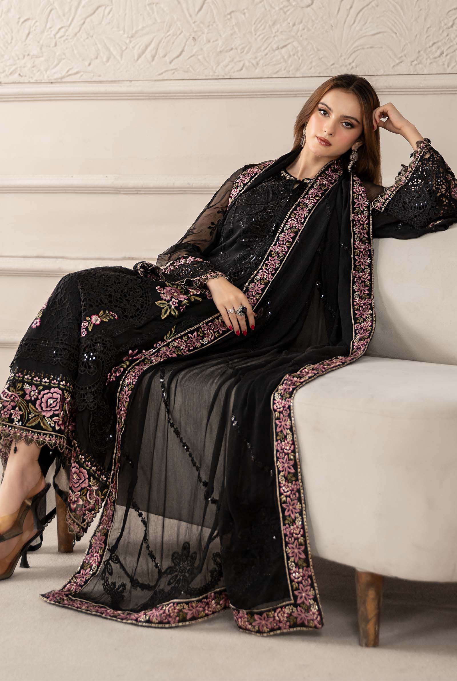 3 Piece Embroidered Chiffon Suit | MCS-25-104 - Image 2