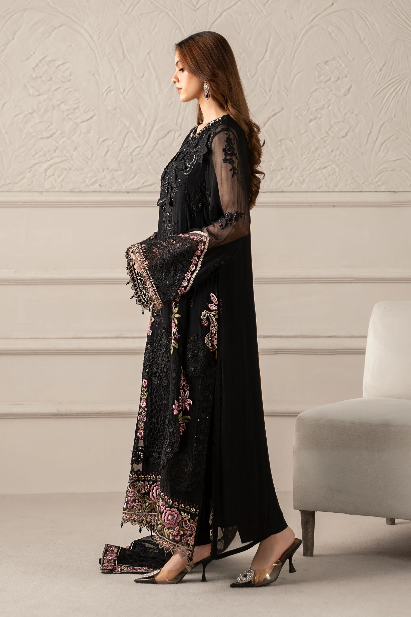 3 Piece Embroidered Chiffon Suit | MCS-25-104 - Image 8