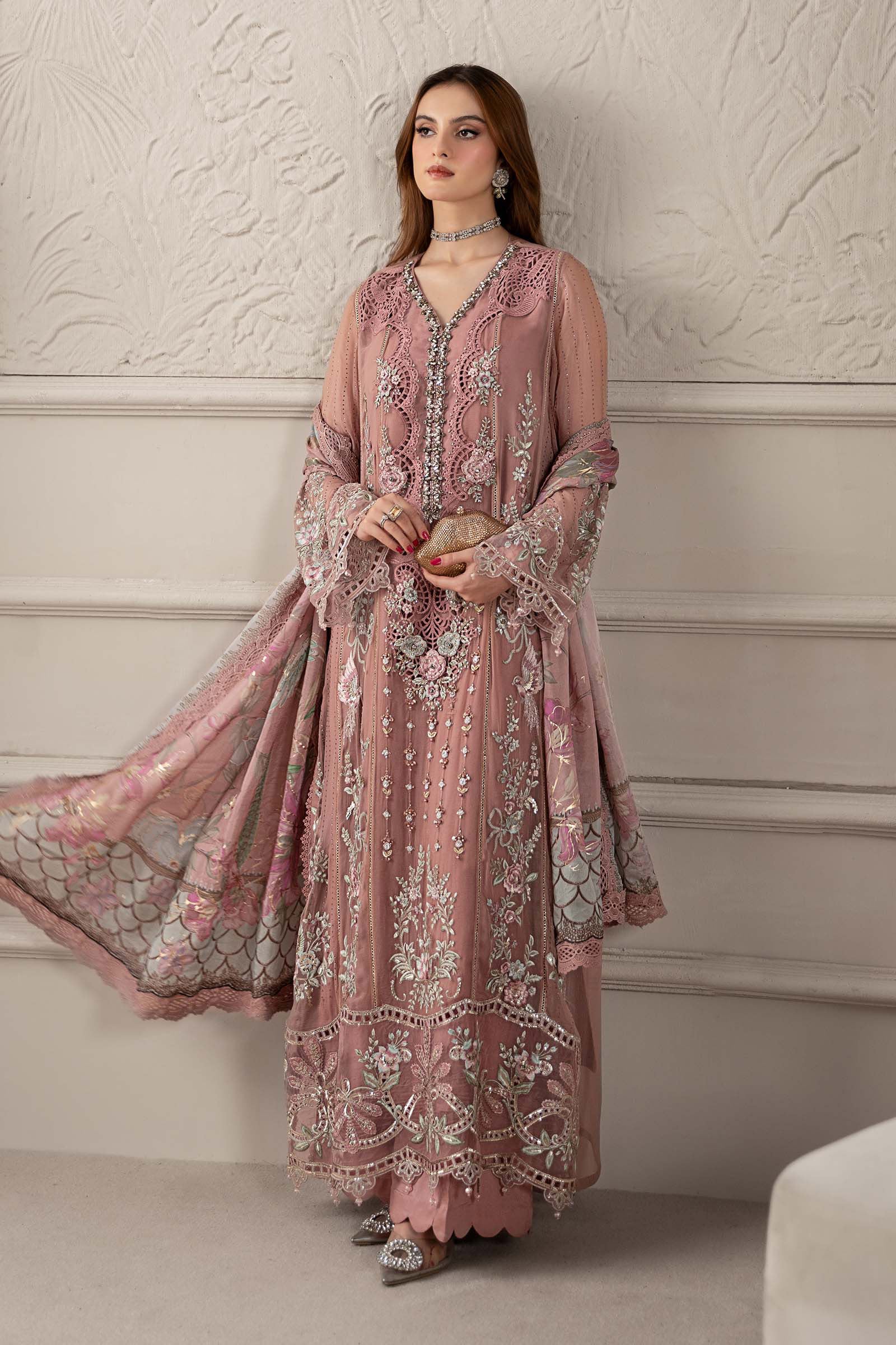 3 Piece Embroidered Chiffon Suit | MCS-25-105 - Image 7