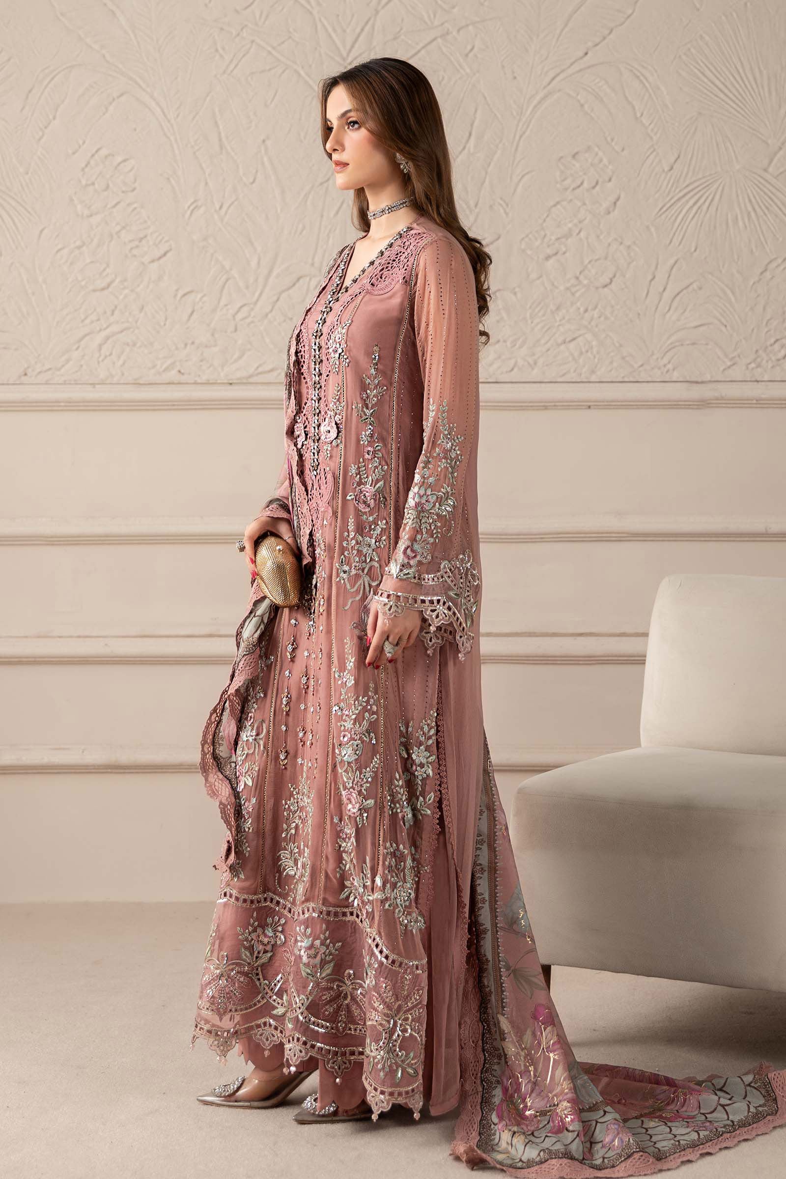 3 Piece Embroidered Chiffon Suit | MCS-25-105 - Image 8