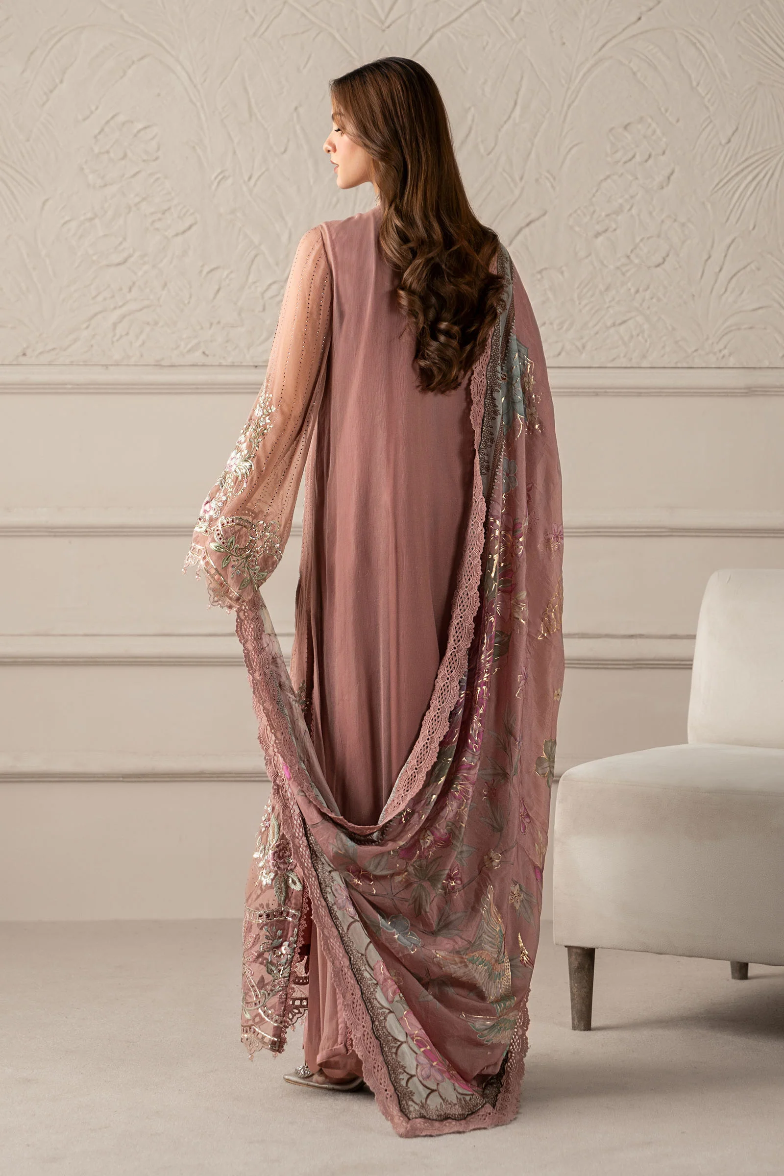 3 Piece Embroidered Chiffon Suit | MCS-25-105 - Image 9