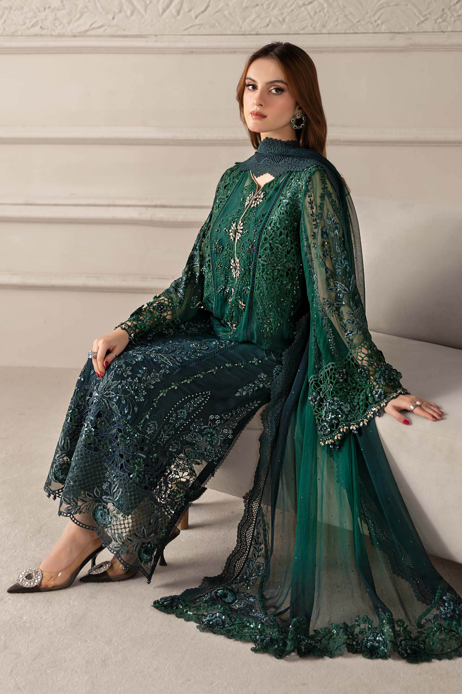 3 Piece Embroidered Chiffon Suit | MCS-25-106 - Image 2