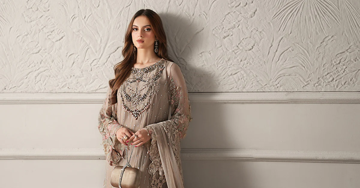 3 Piece Embroidered Chiffon Suit | MCS-25-107 - Image 10