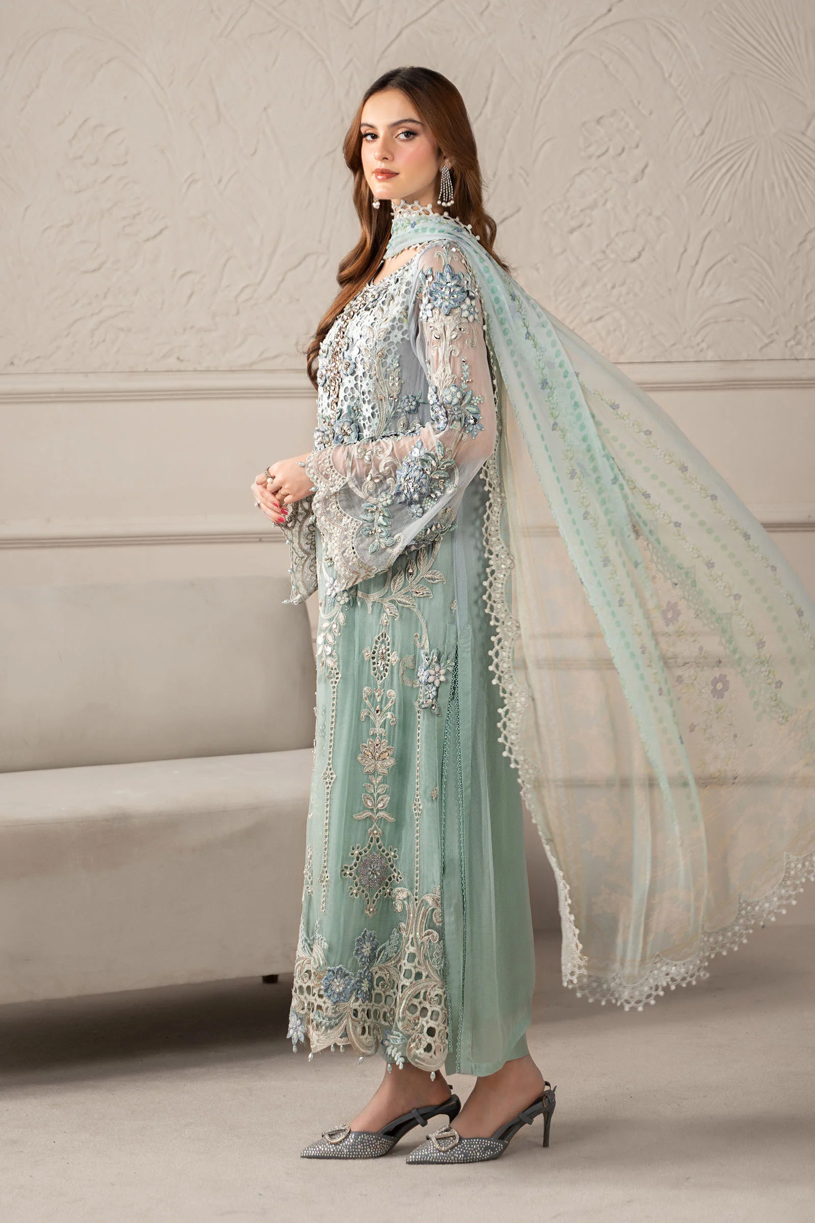 3 Piece Embroidered Chiffon Suit | MCS-25-108 - Image 7