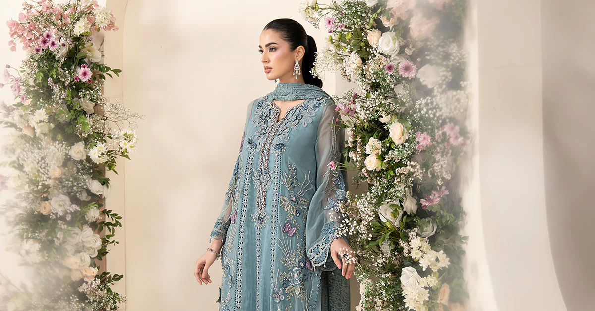 3 Piece Embroidered Chiffon Suit - Image 11