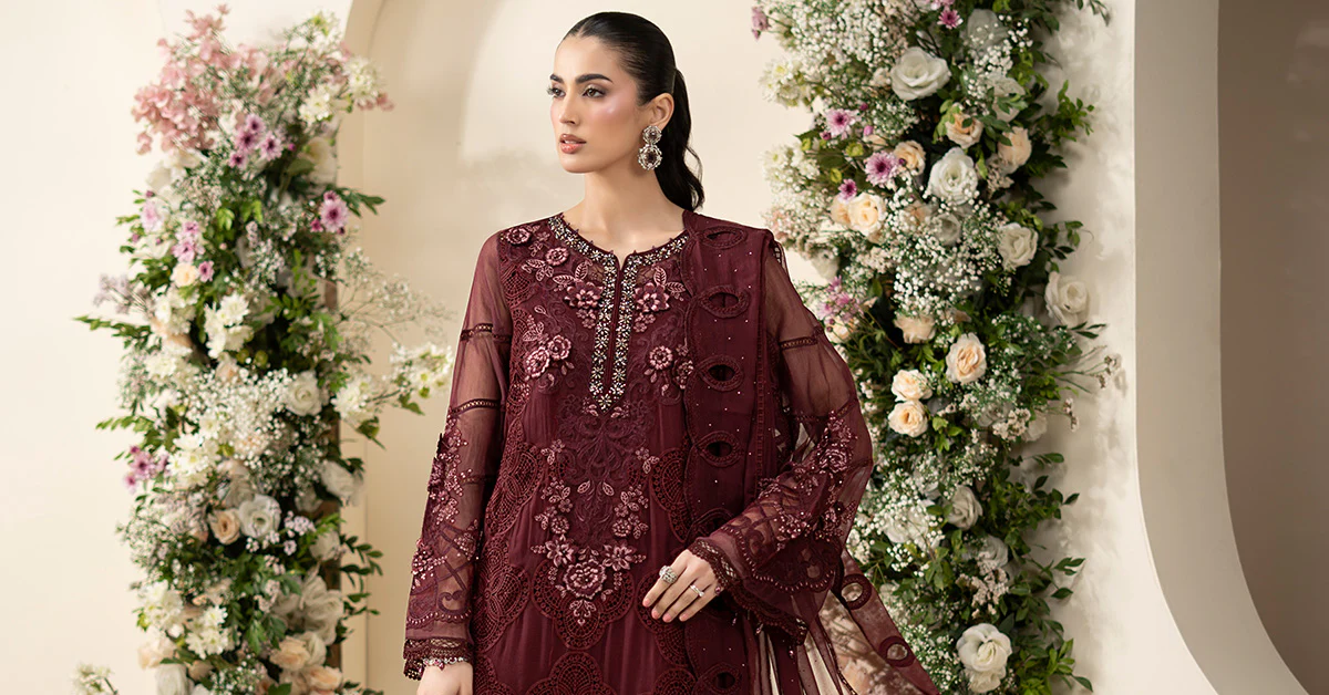 3 Piece Embroidered Chiffon Suit - Image 11