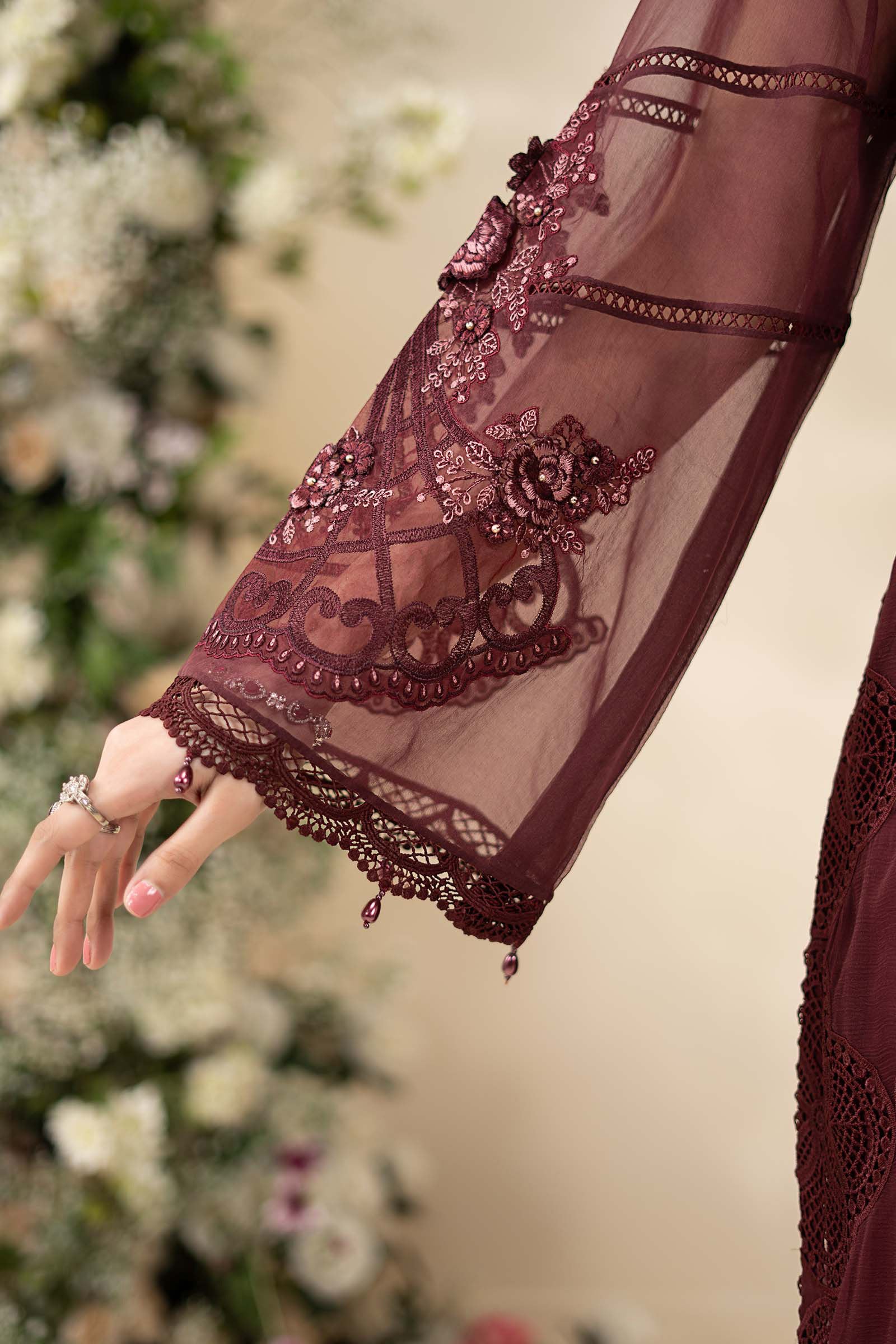 3 Piece Embroidered Chiffon Suit - Image 7