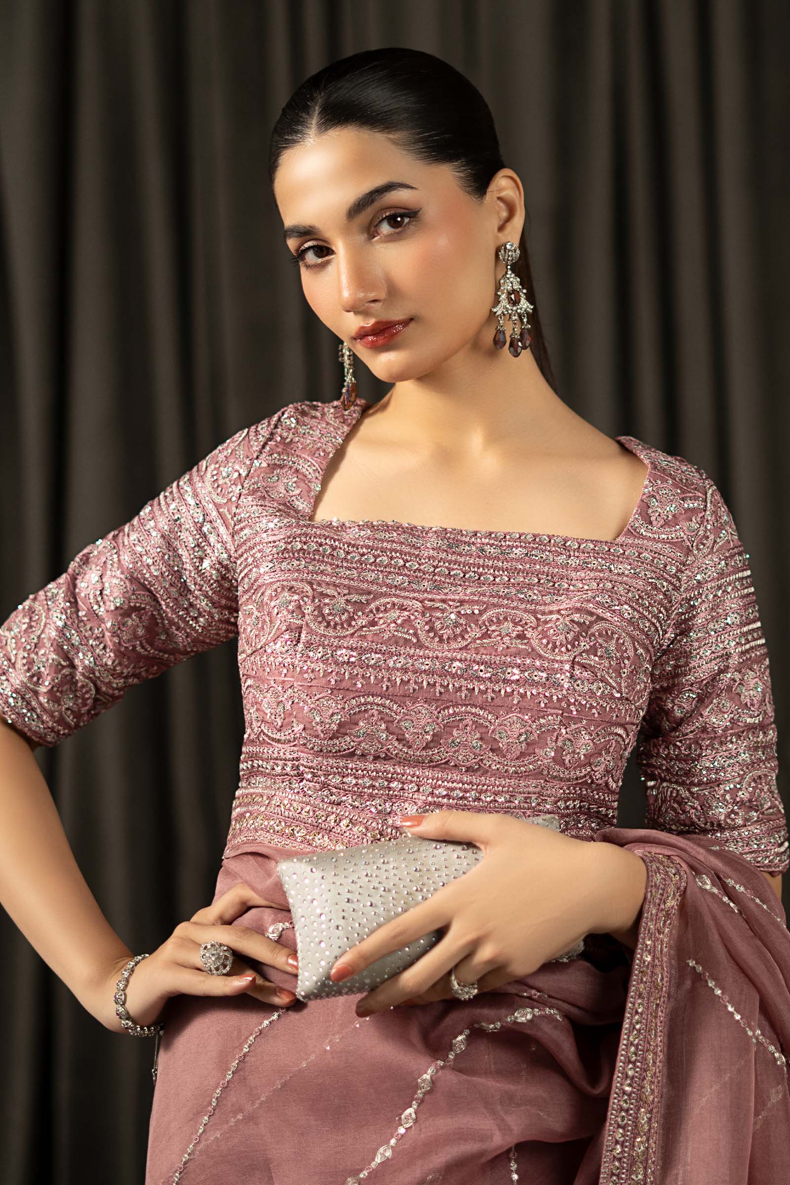 Embroidered Organza Saree - Image 2