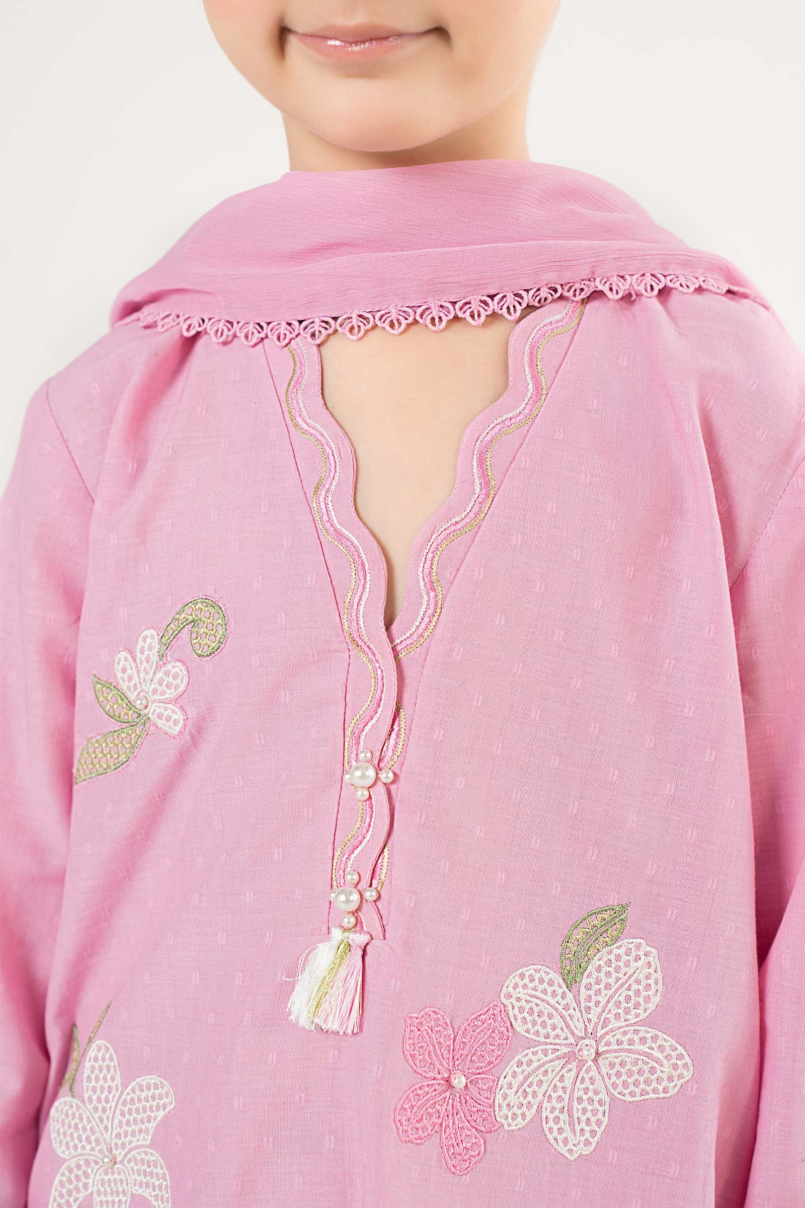 3 Piece Embroidered Cotton Brochia Jacquard Suit - Image 4