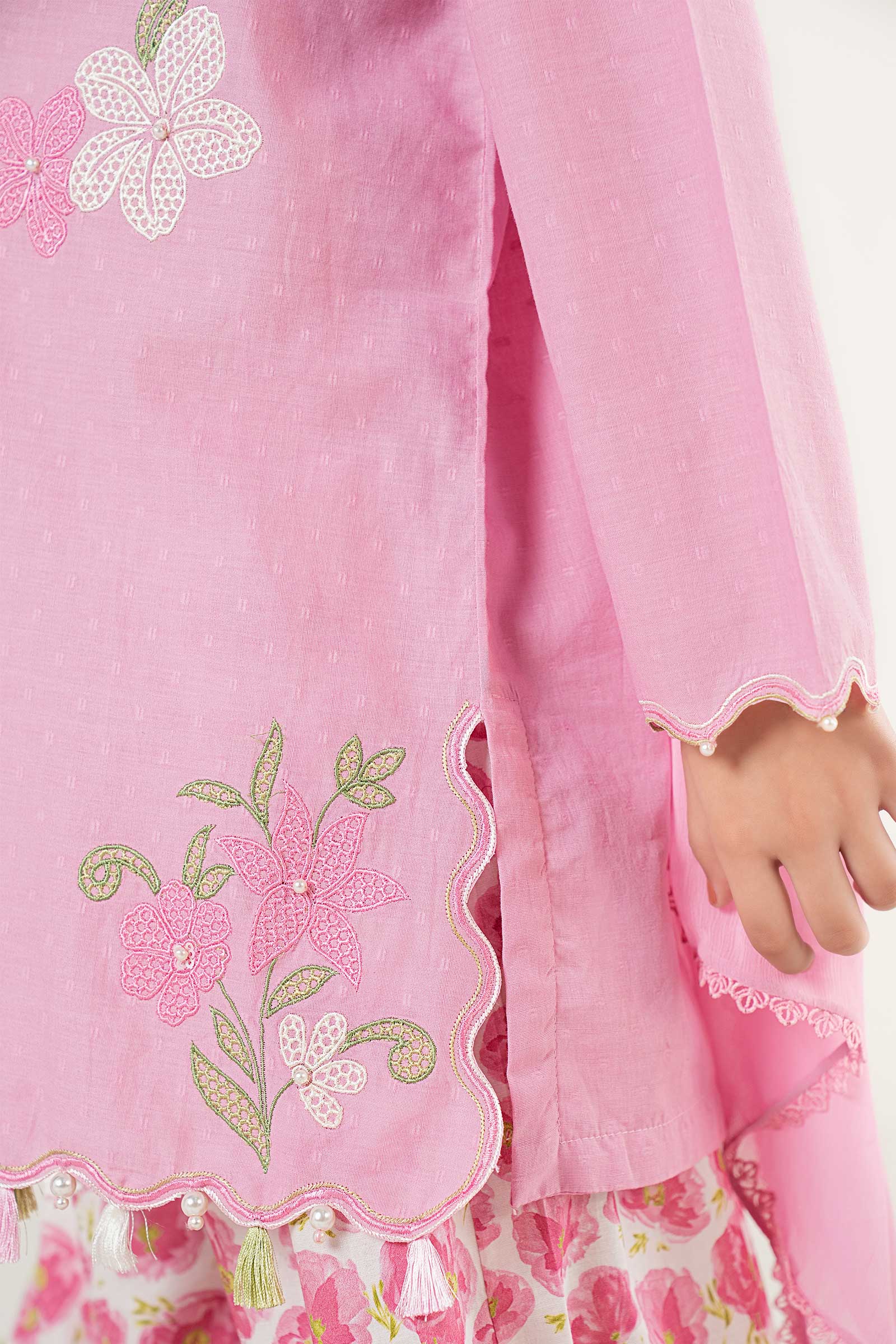3 Piece Embroidered Cotton Brochia Jacquard Suit - Image 5