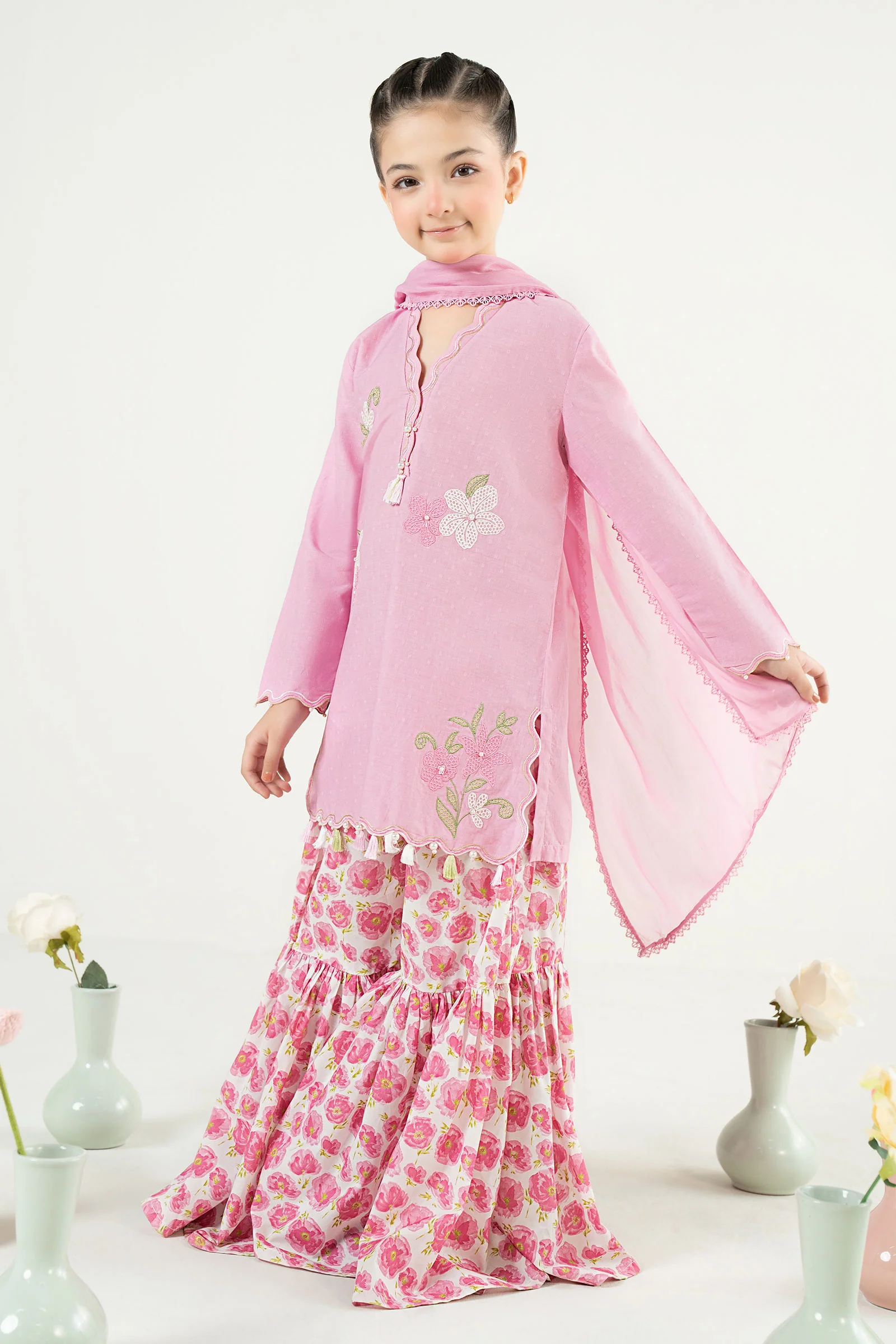 3 Piece Embroidered Cotton Brochia Jacquard Suit - Image 7