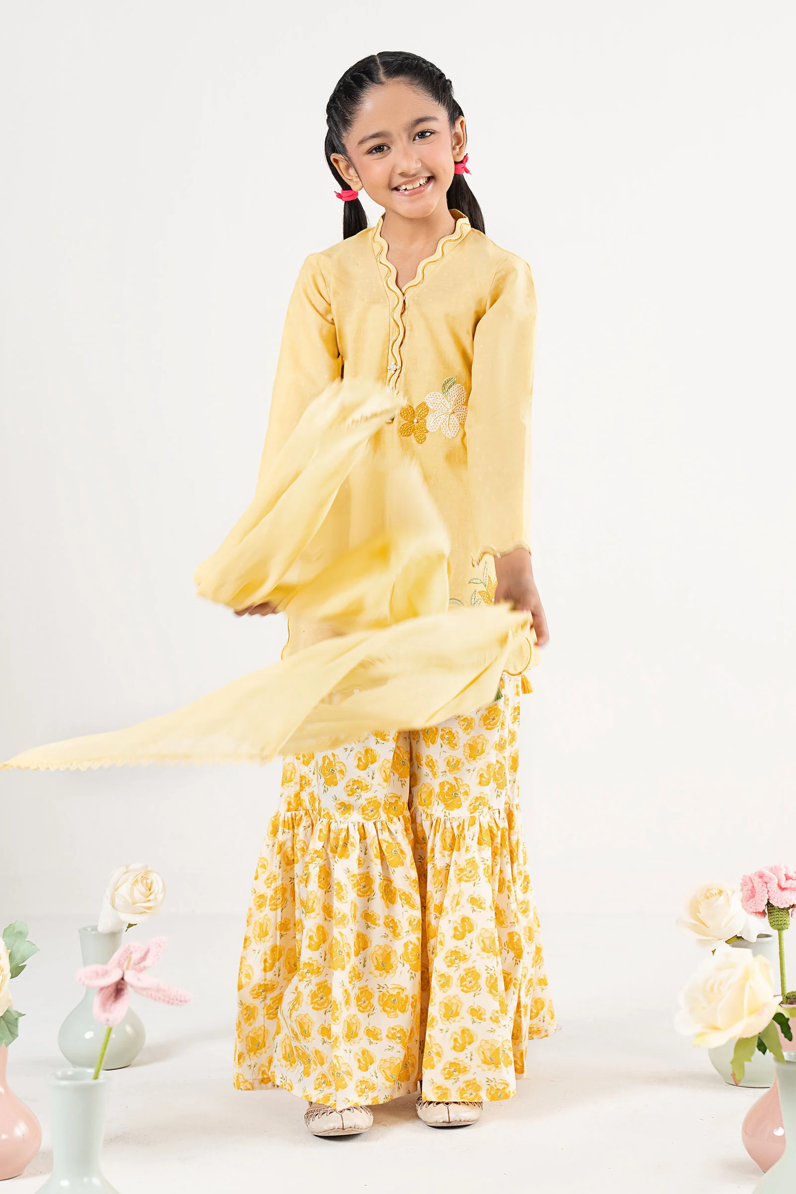 3 Piece Embroidered Cotton Brochia Jacquard Suit - Image 2