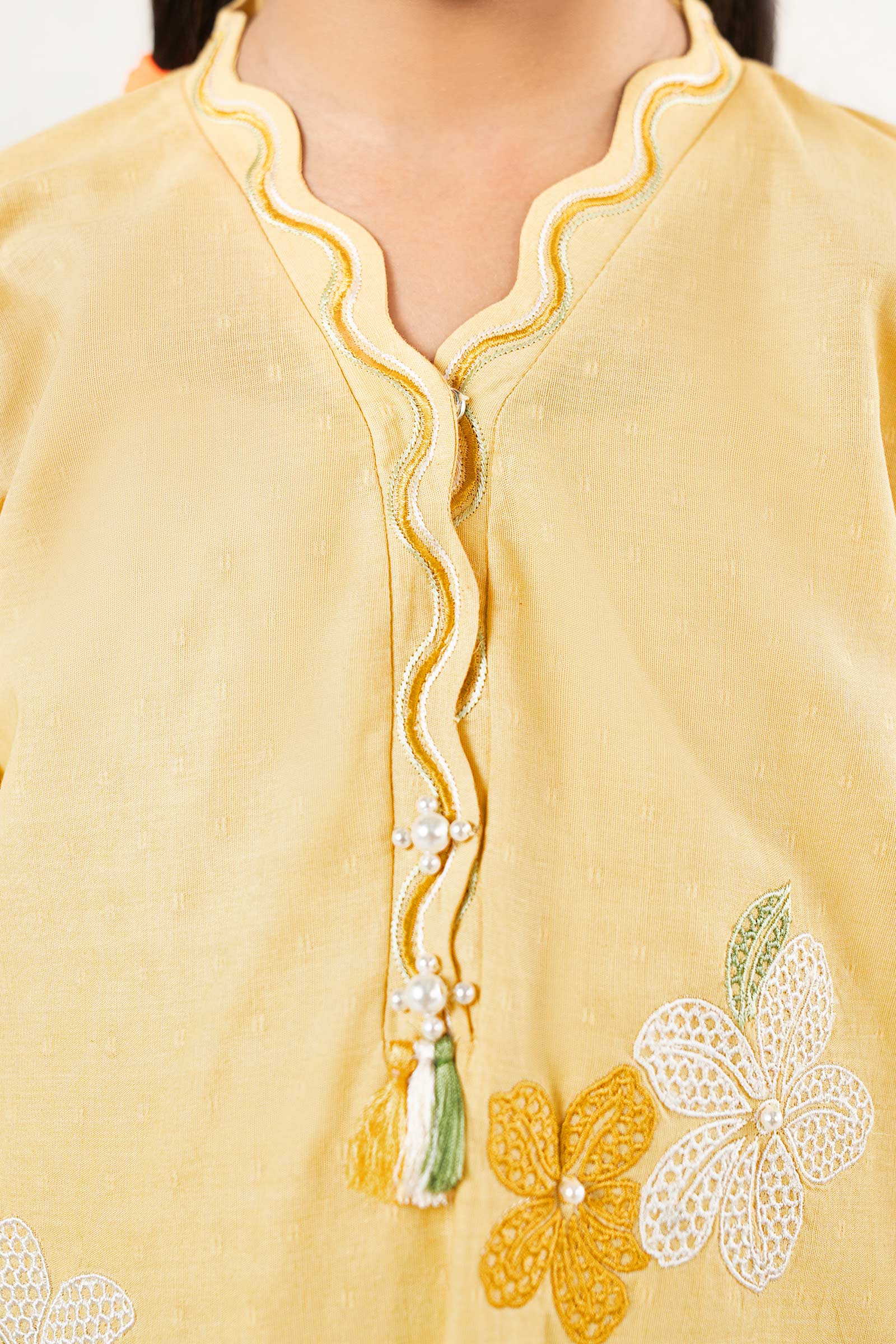 3 Piece Embroidered Cotton Brochia Jacquard Suit - Image 3