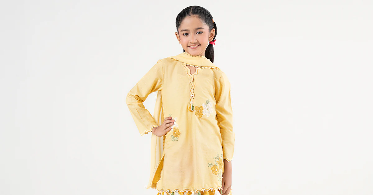 3 Piece Embroidered Cotton Brochia Jacquard Suit - Image 8
