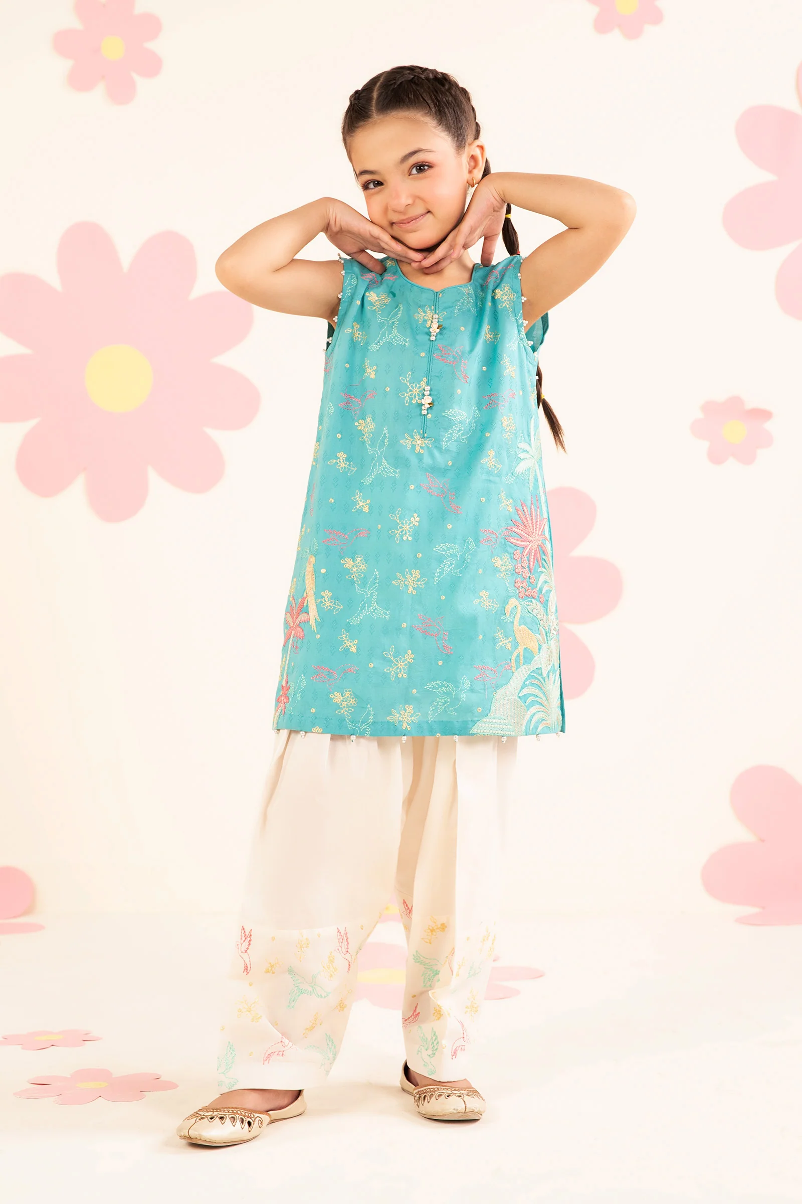 2 Piece Embroidered Dobby Lawn Suit