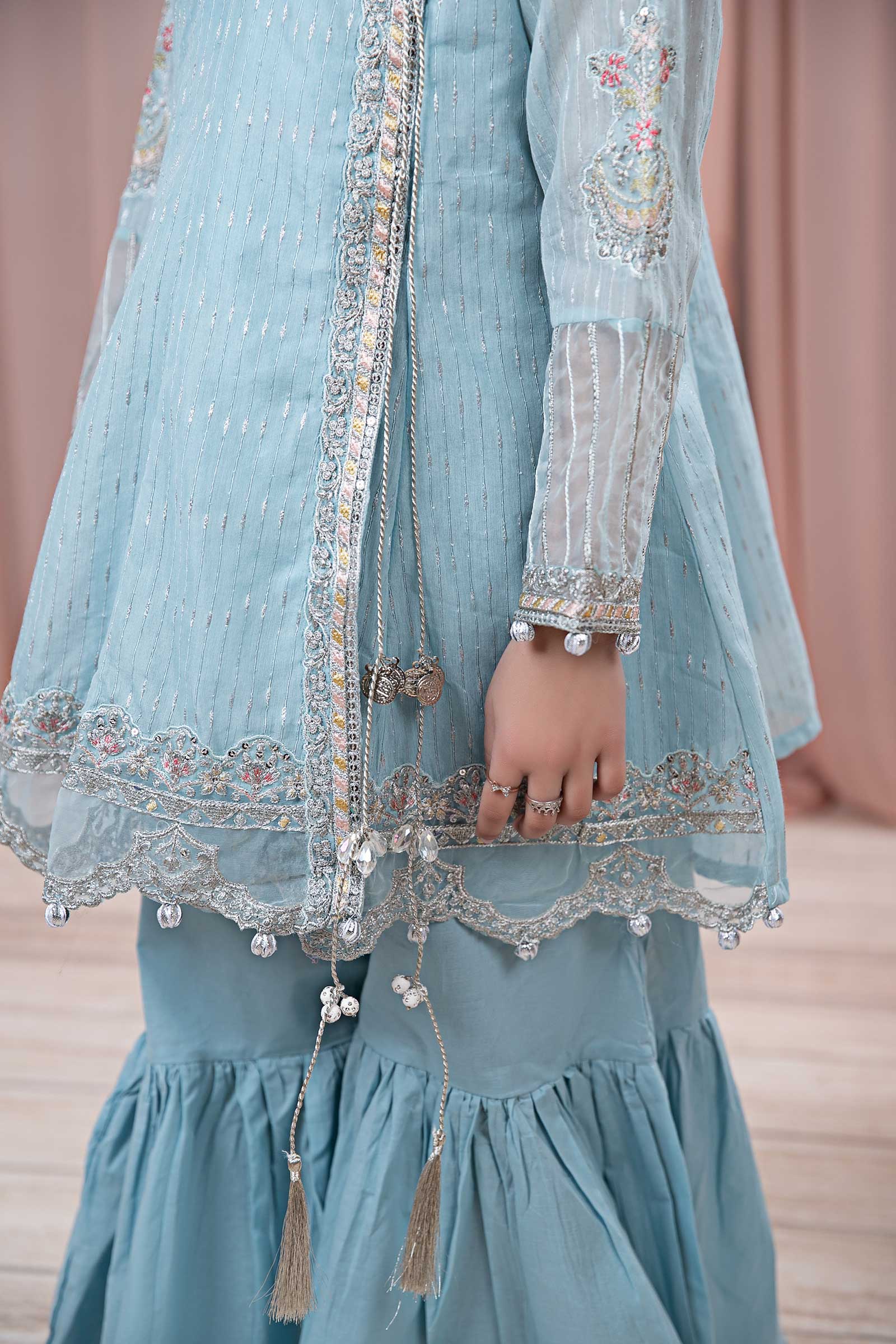 3 Piece Embroidered Cotton Jacquard Zari Suit - Image 4