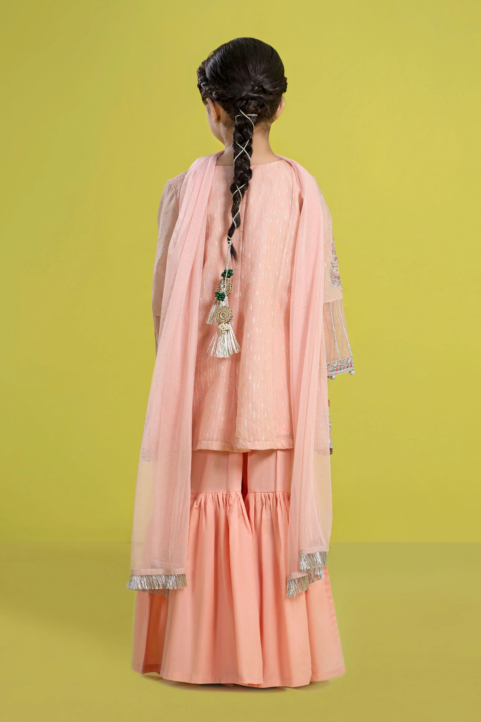 3 Piece Embroidered Cotton Jacquard Zari Suit - Image 5