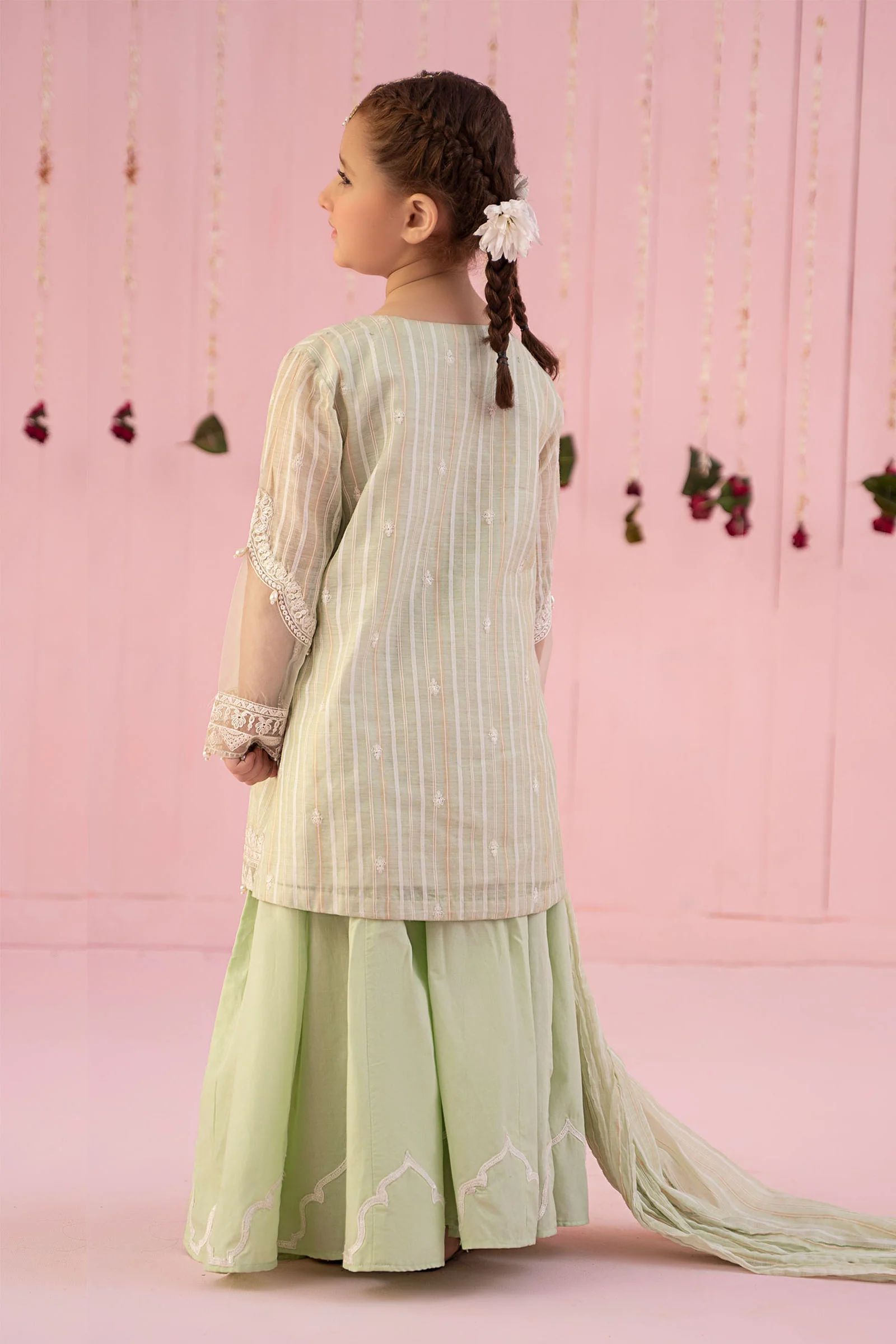 3 Piece Embroidered Stripe Cotton Suit - Image 7