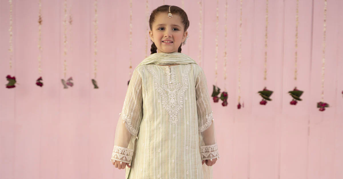 3 Piece Embroidered Stripe Cotton Suit - Image 8